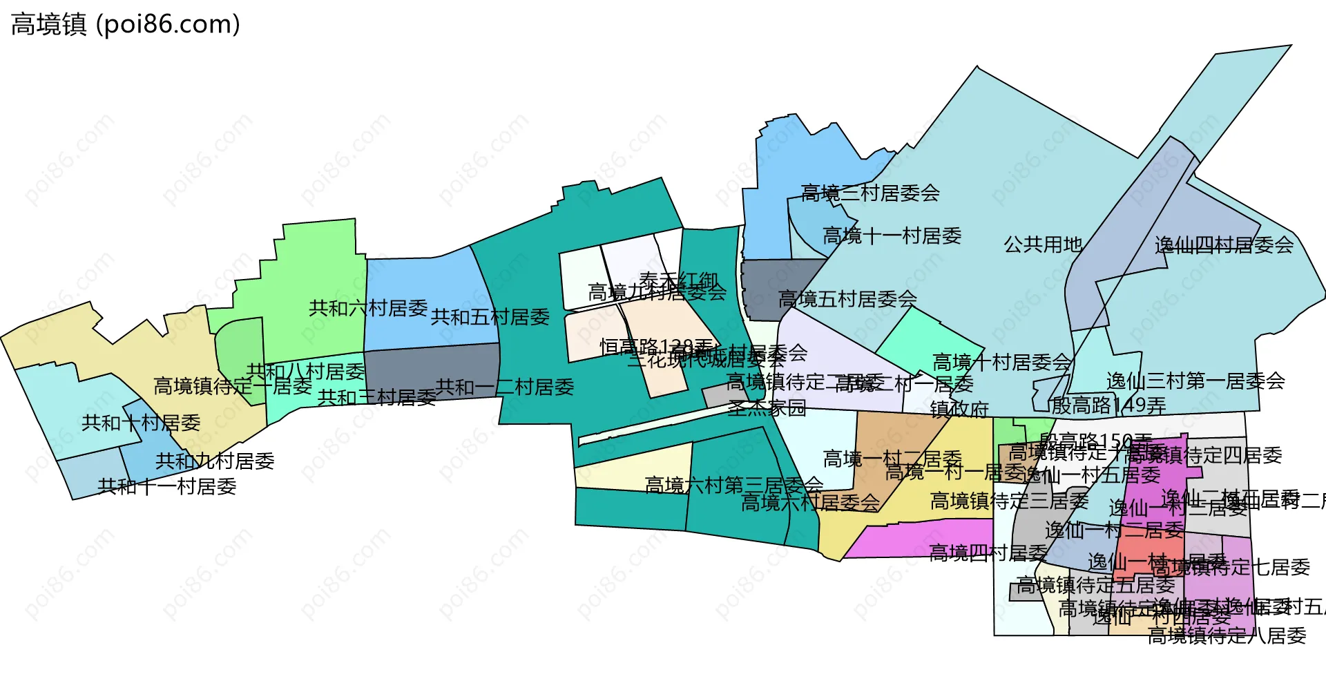 高境镇边界地图(五级行政区划)
