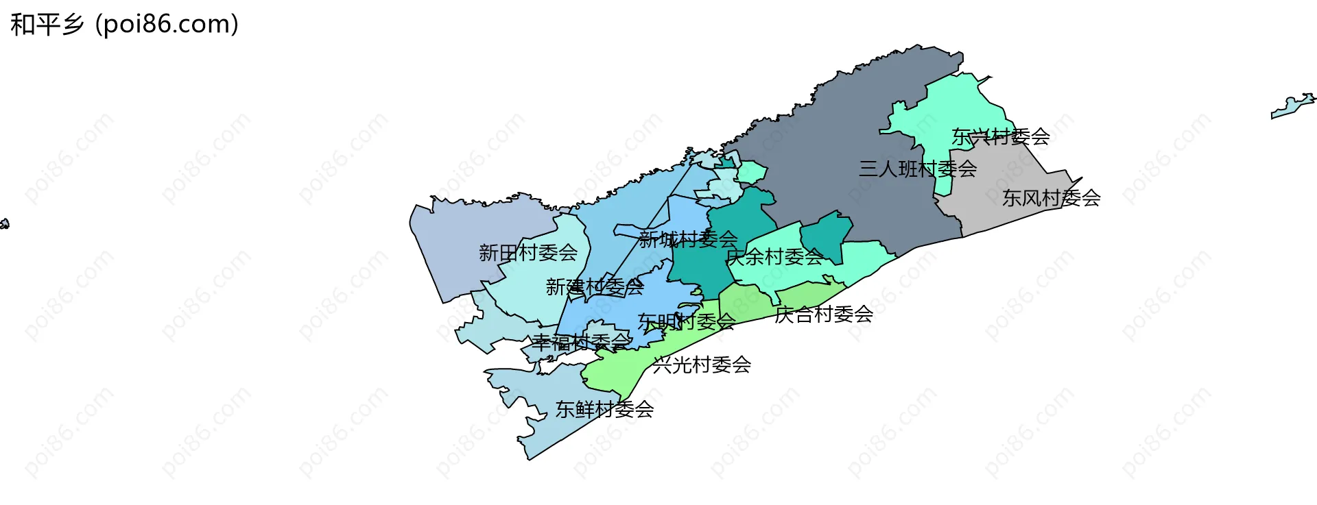 和平乡边界地图(五级行政区划)