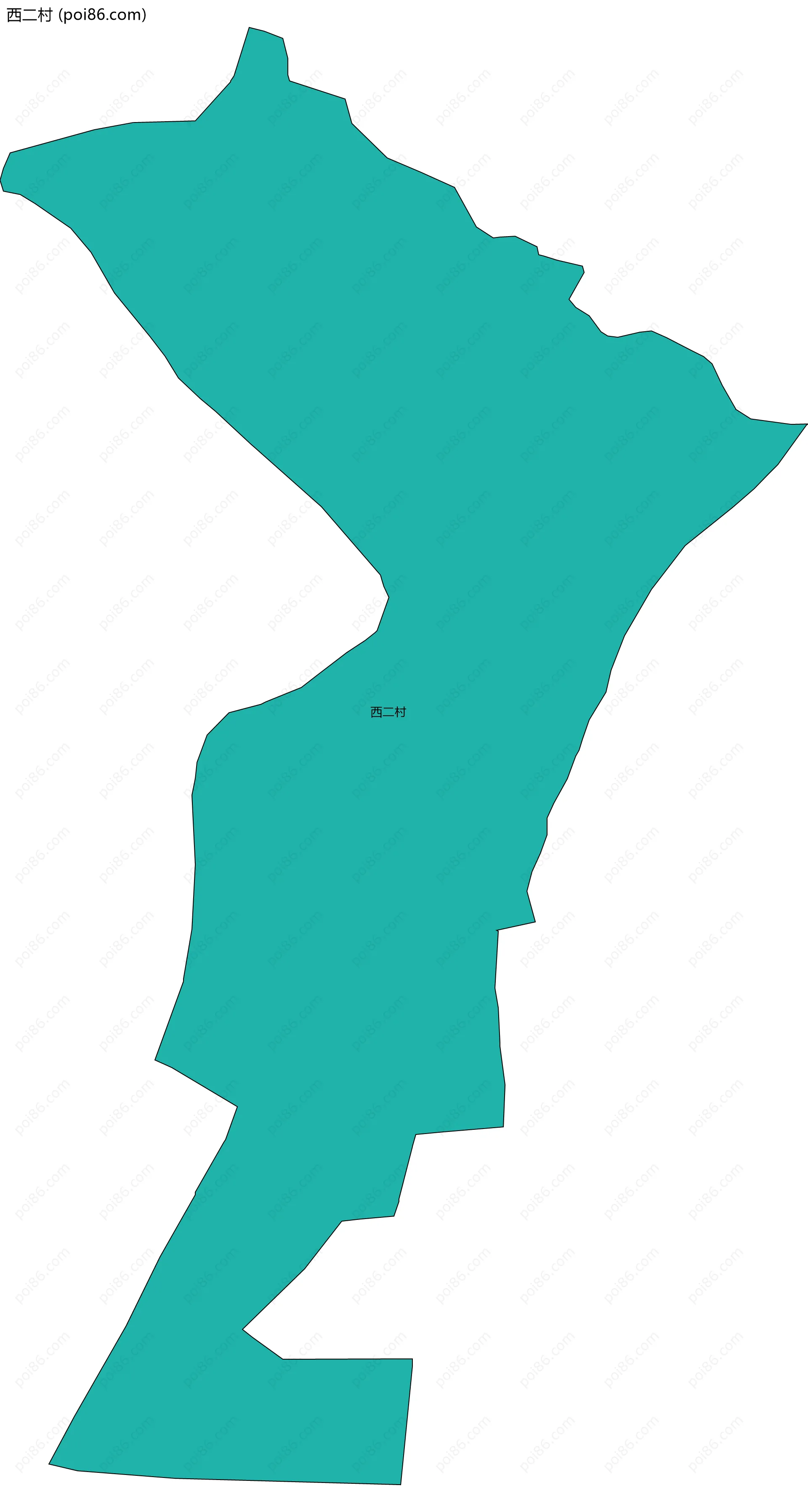 西二村边界地图