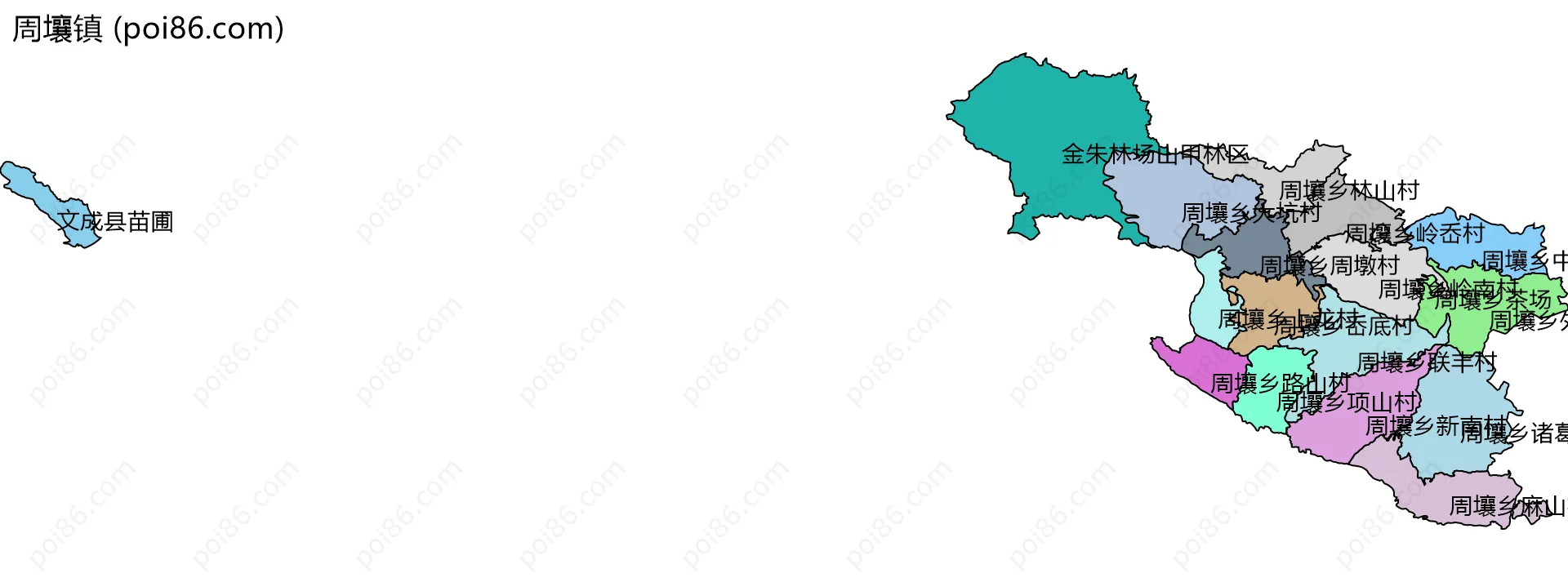 周壤镇边界地图(五级行政区划)