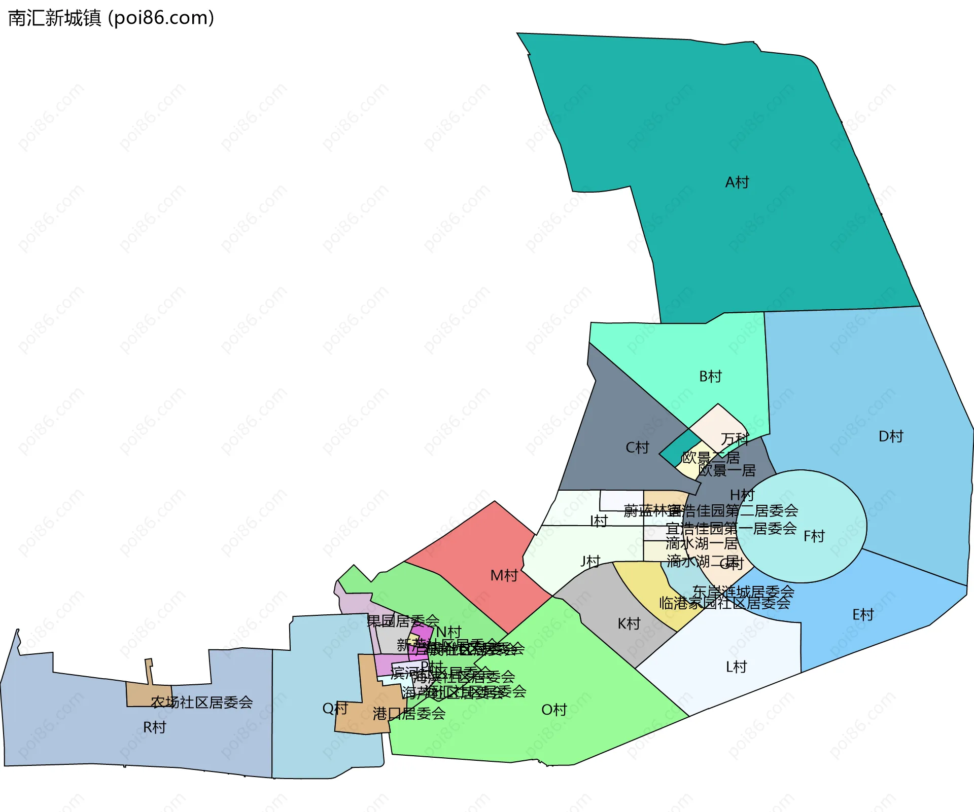南汇新城镇边界地图(五级行政区划)