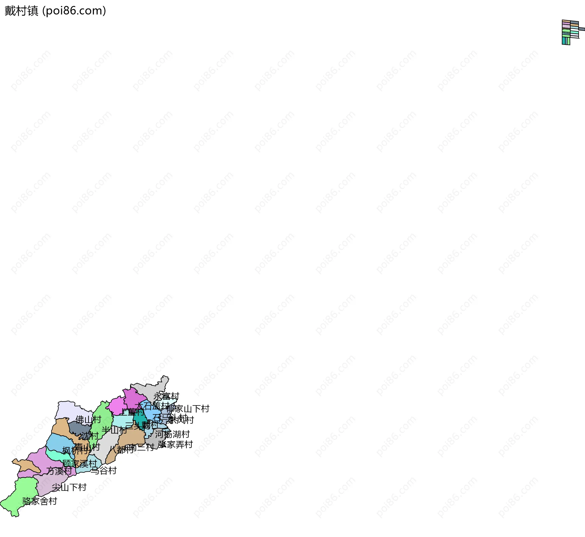 戴村镇边界地图(五级行政区划)