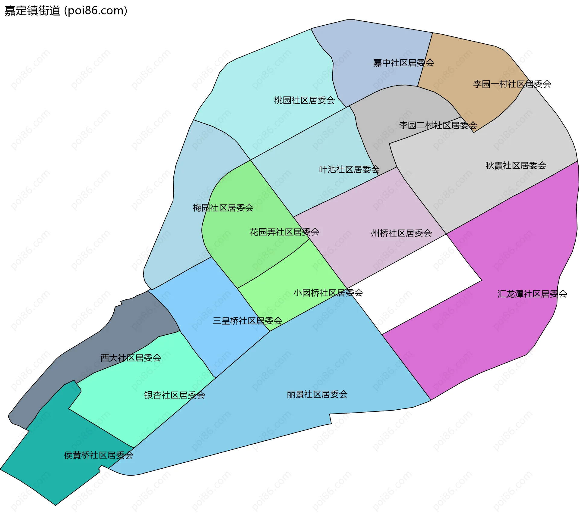 嘉定镇街道边界地图(五级行政区划)