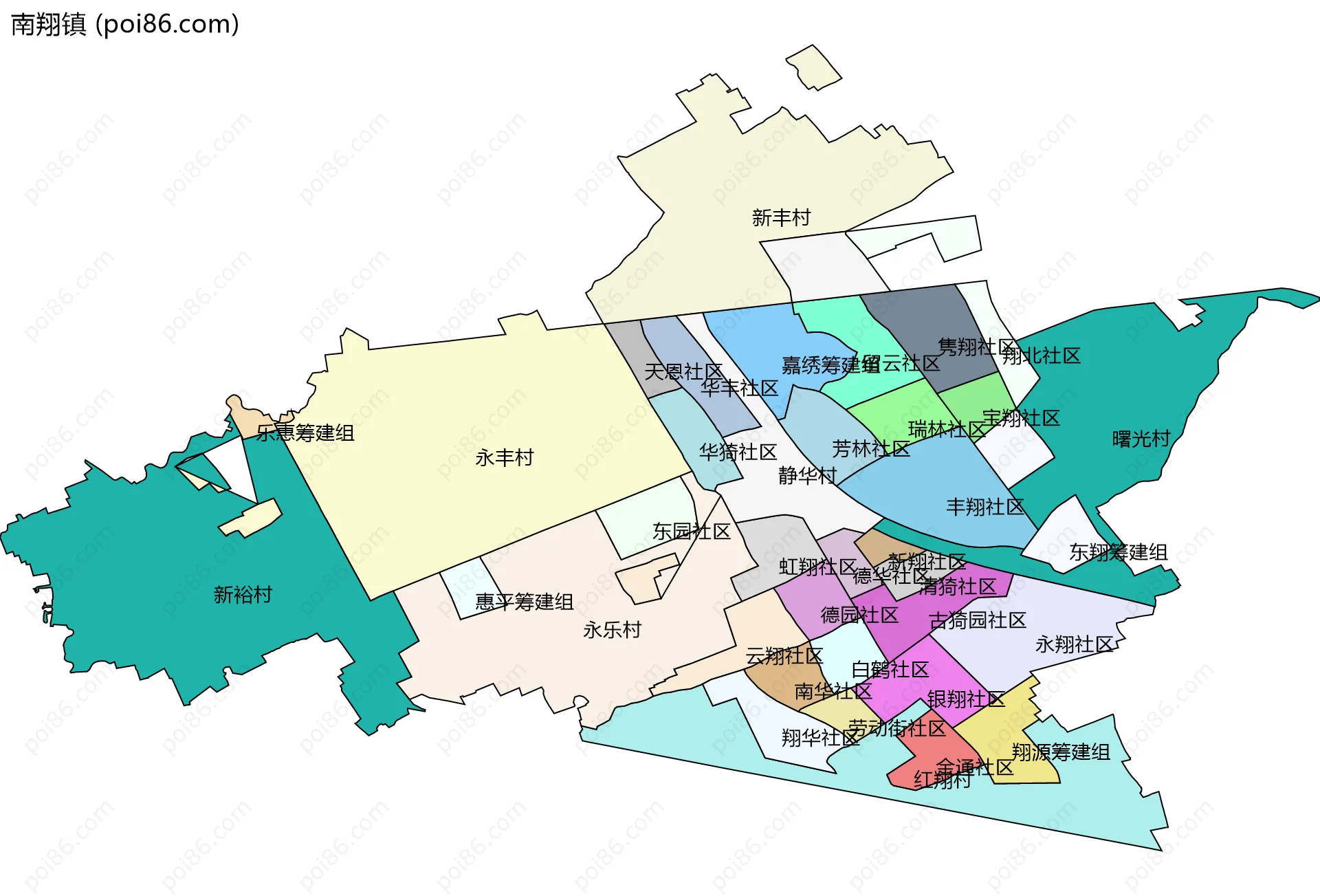 南翔镇边界地图(五级行政区划)