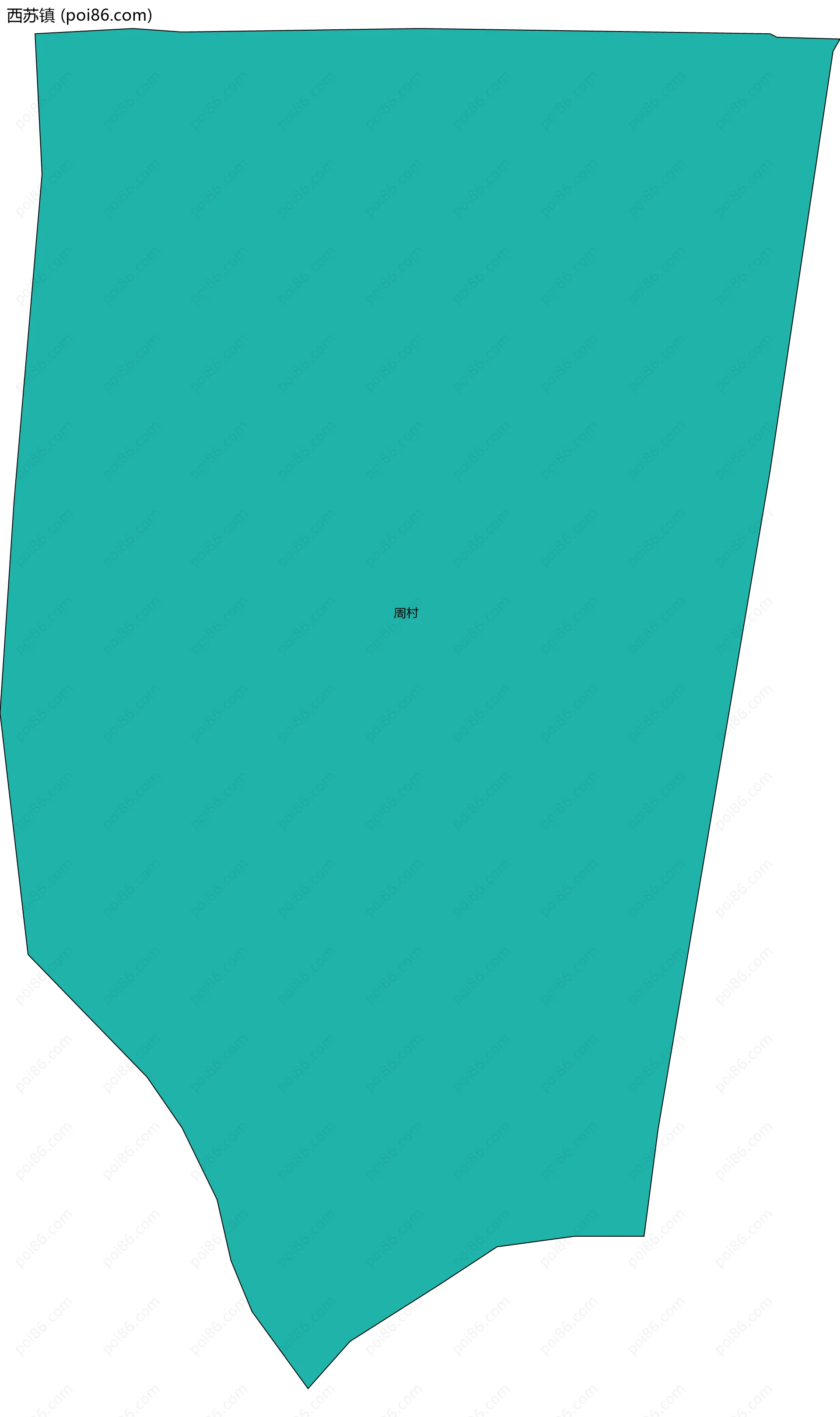 西苏镇边界地图(五级行政区划)