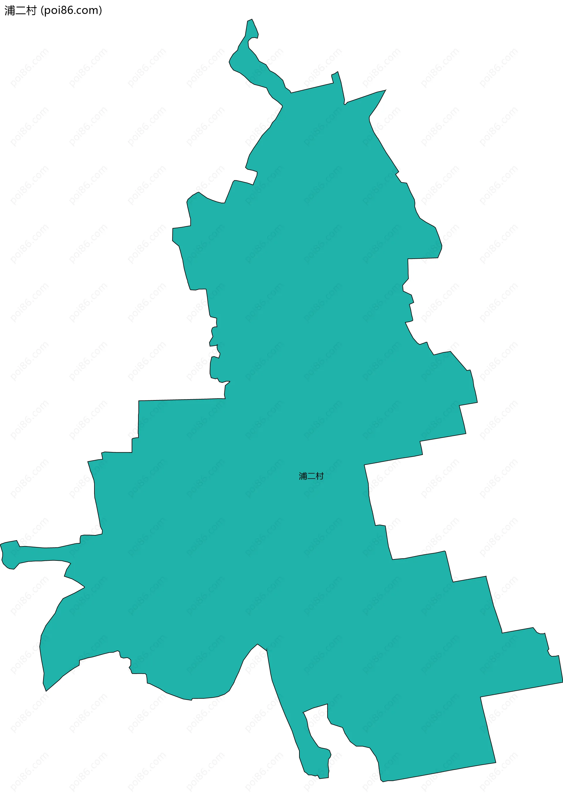 浦二村边界地图