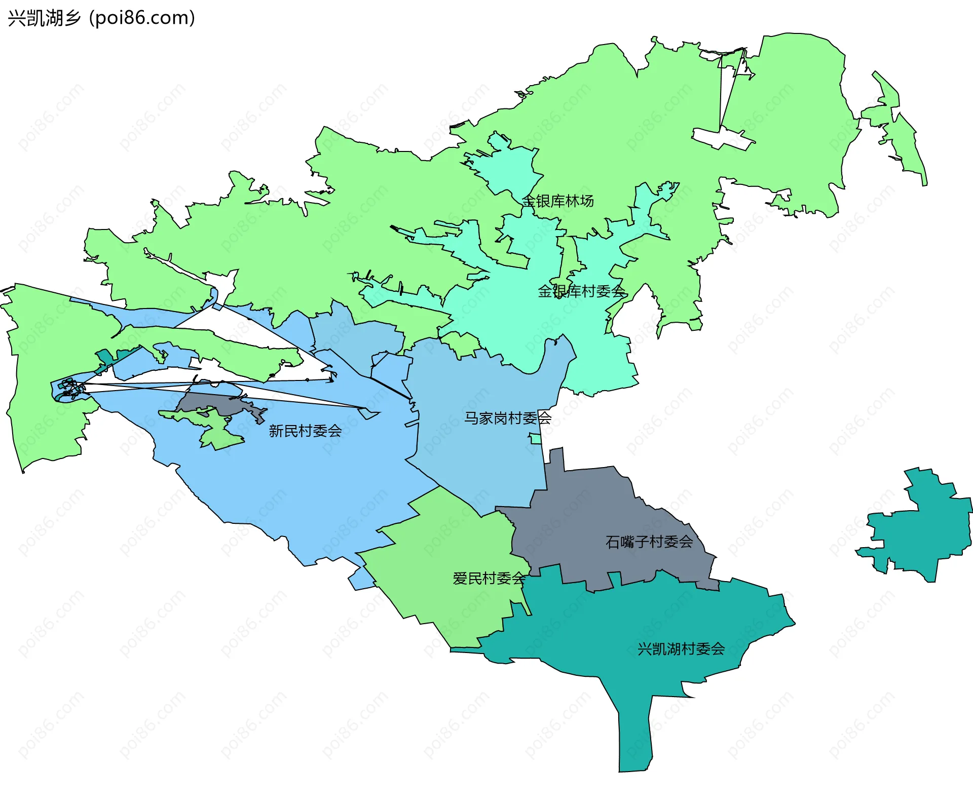 兴凯湖乡边界地图(五级行政区划)