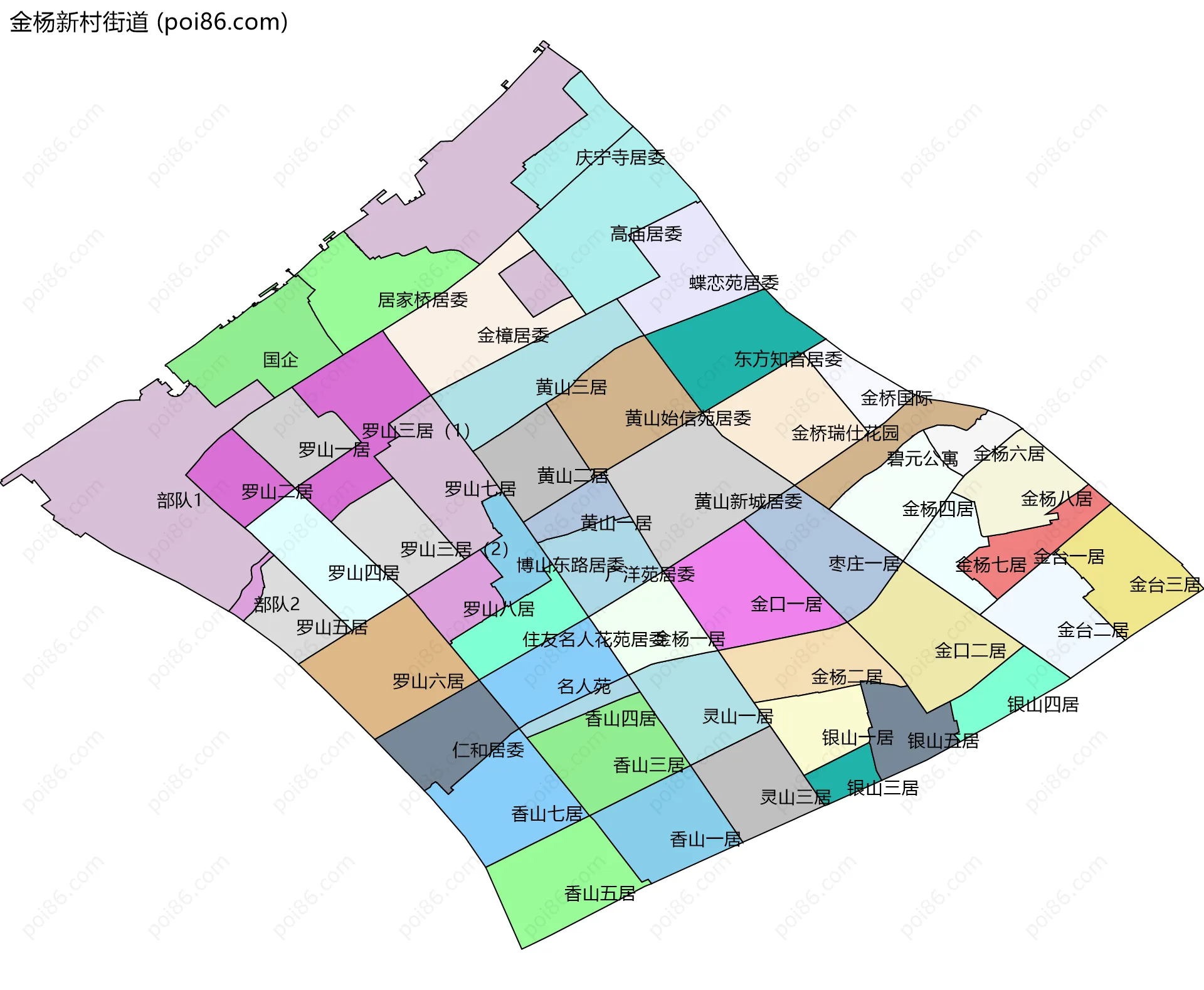 金杨新村街道边界地图(五级行政区划)