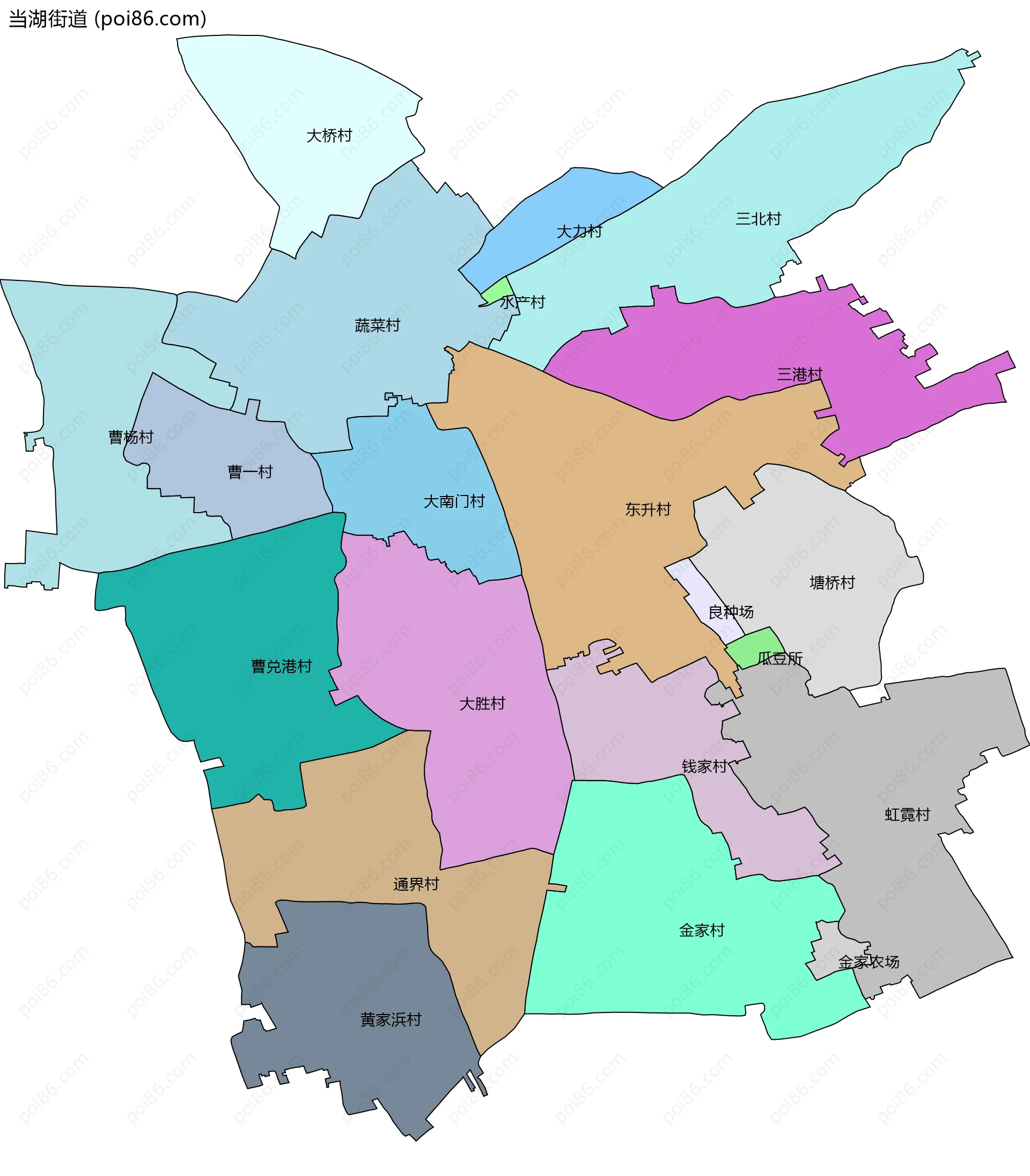 当湖街道边界地图(五级行政区划)