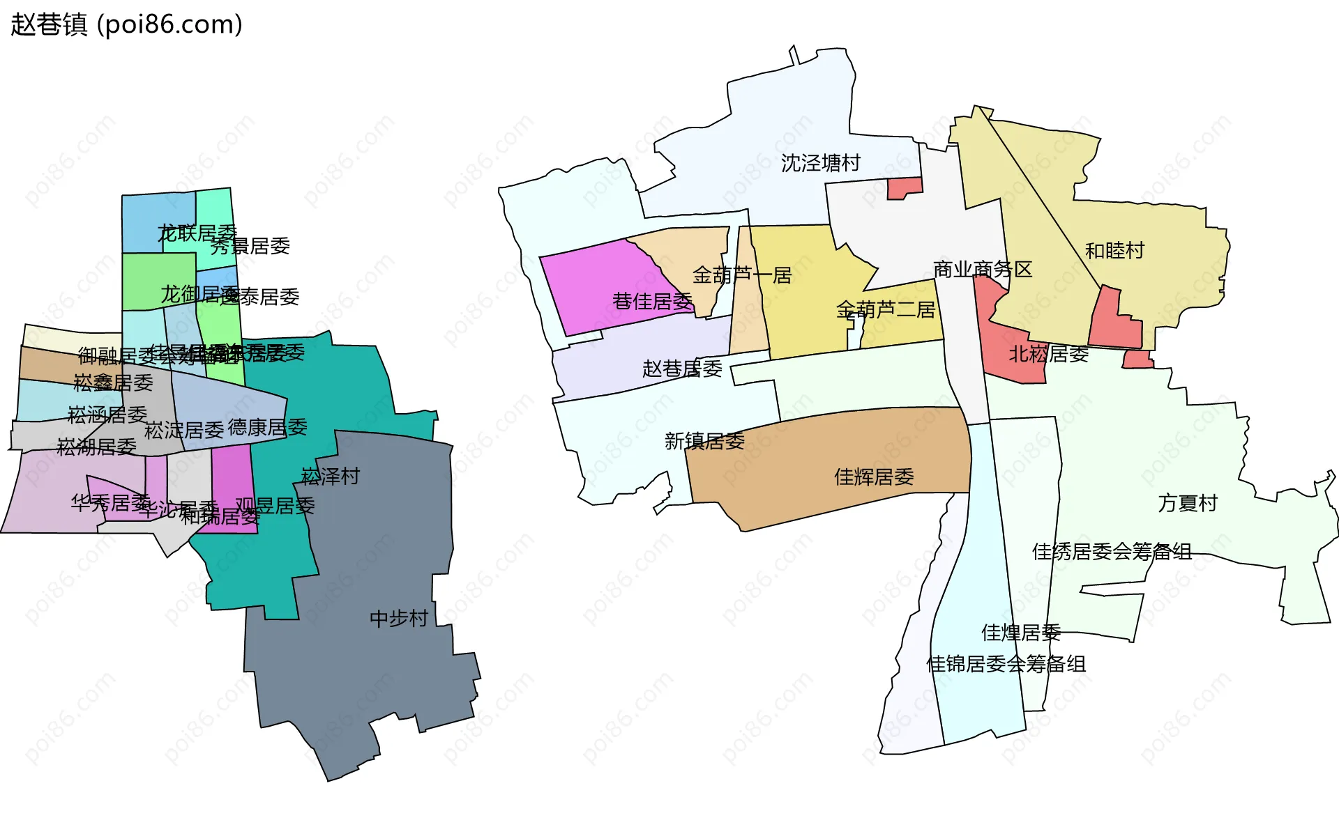赵巷镇边界地图(五级行政区划)