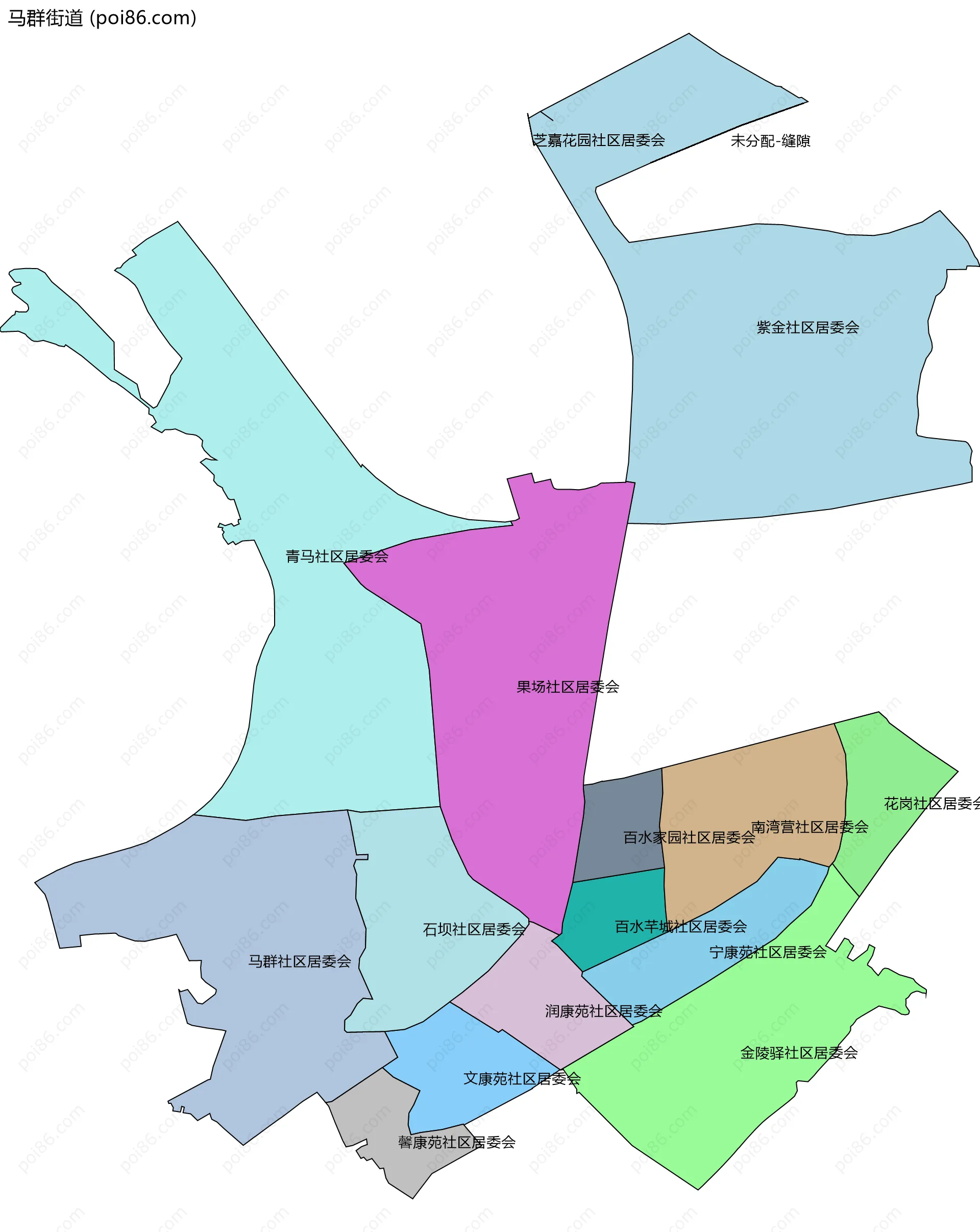 马群街道边界地图(五级行政区划)