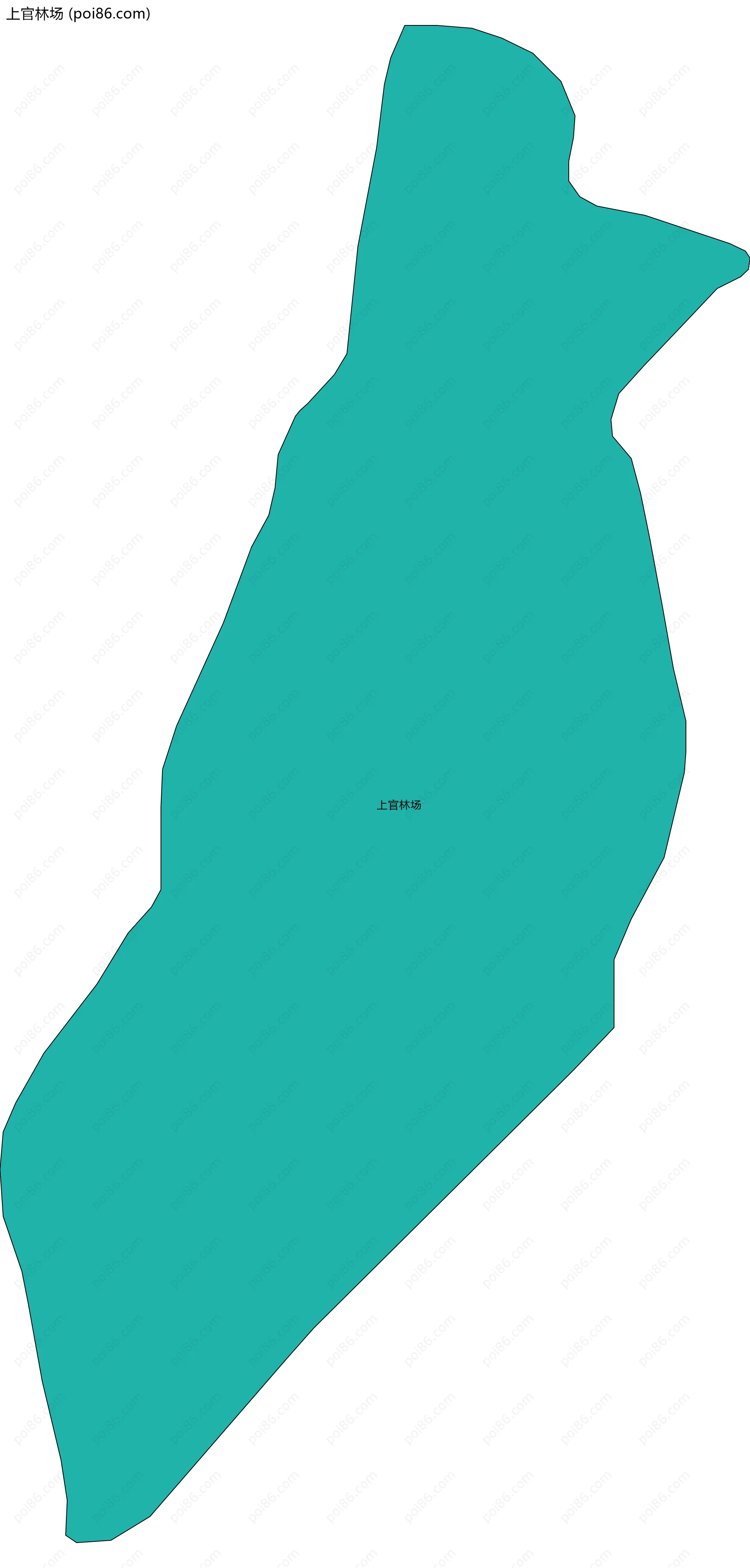 上官林场边界地图(五级行政区划)