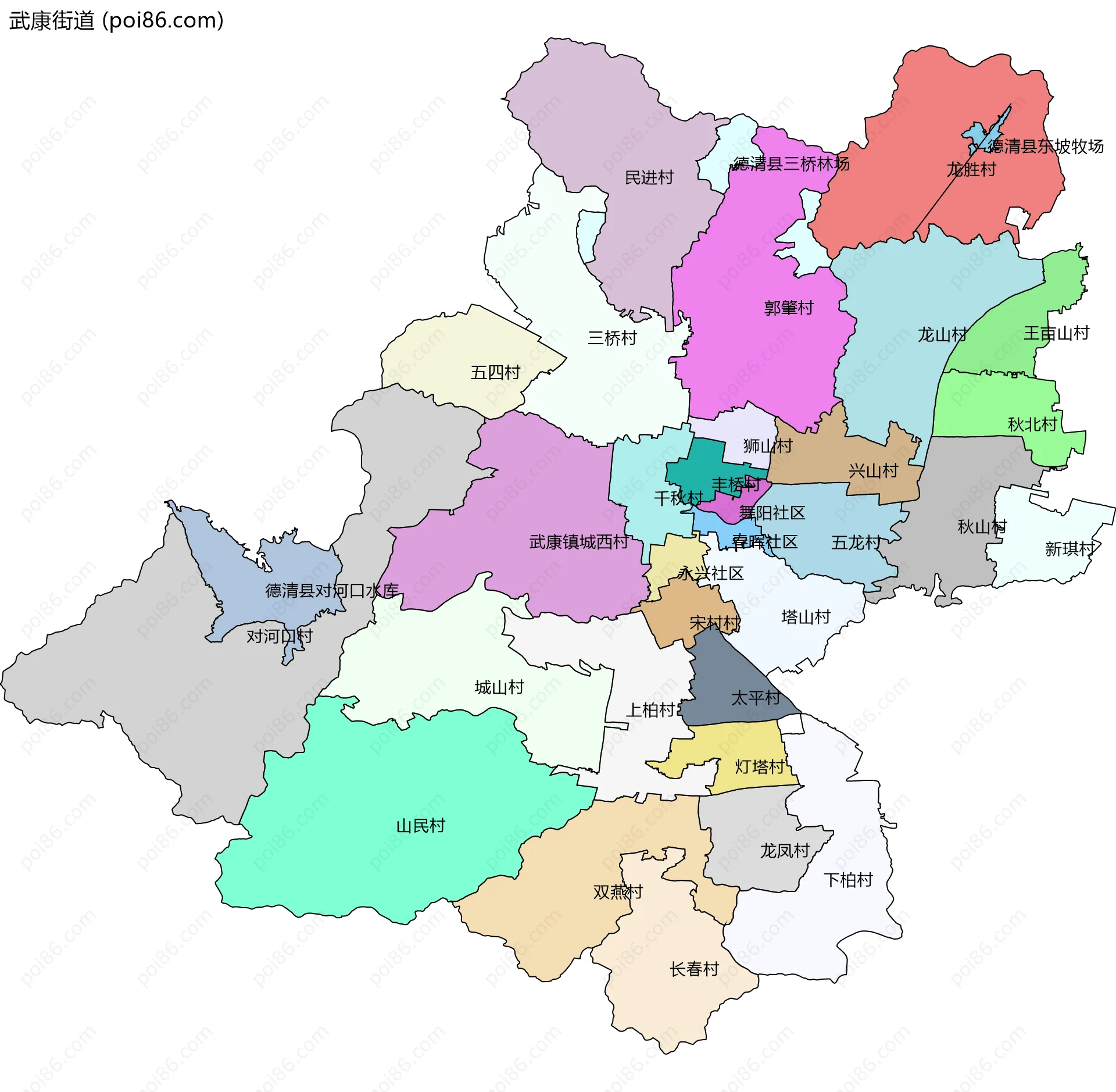 武康街道边界地图(五级行政区划)