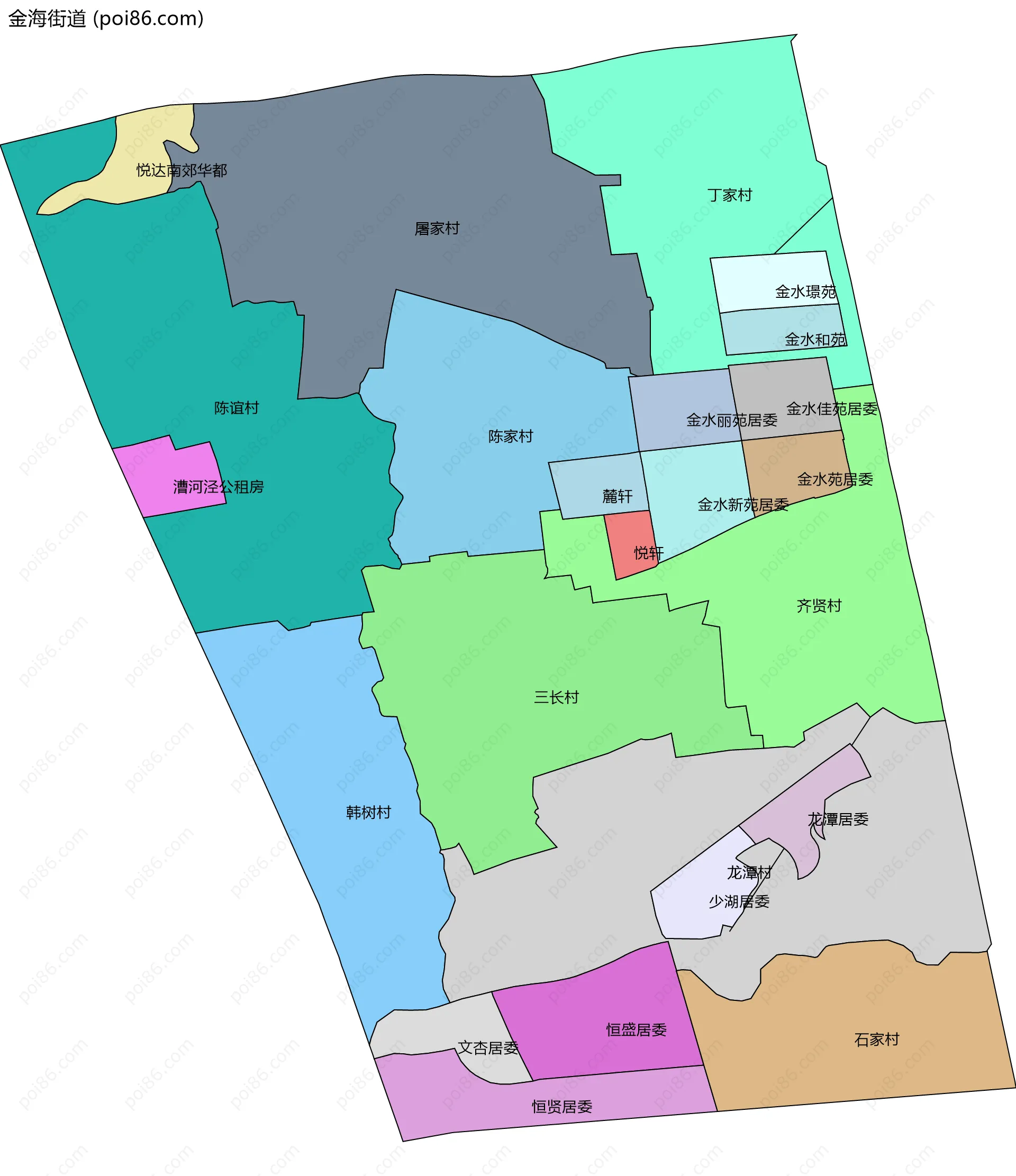 金海街道边界地图(五级行政区划)