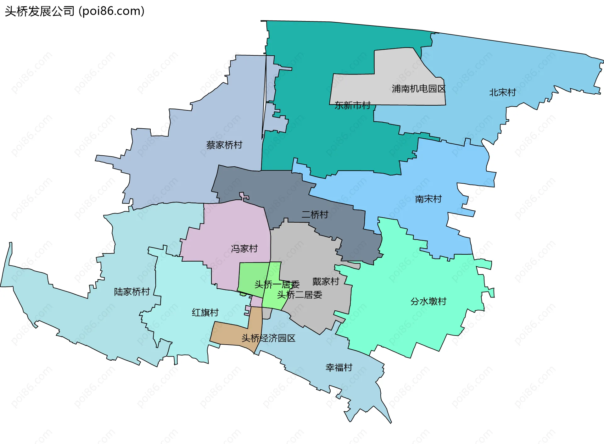 头桥发展公司边界地图(五级行政区划)