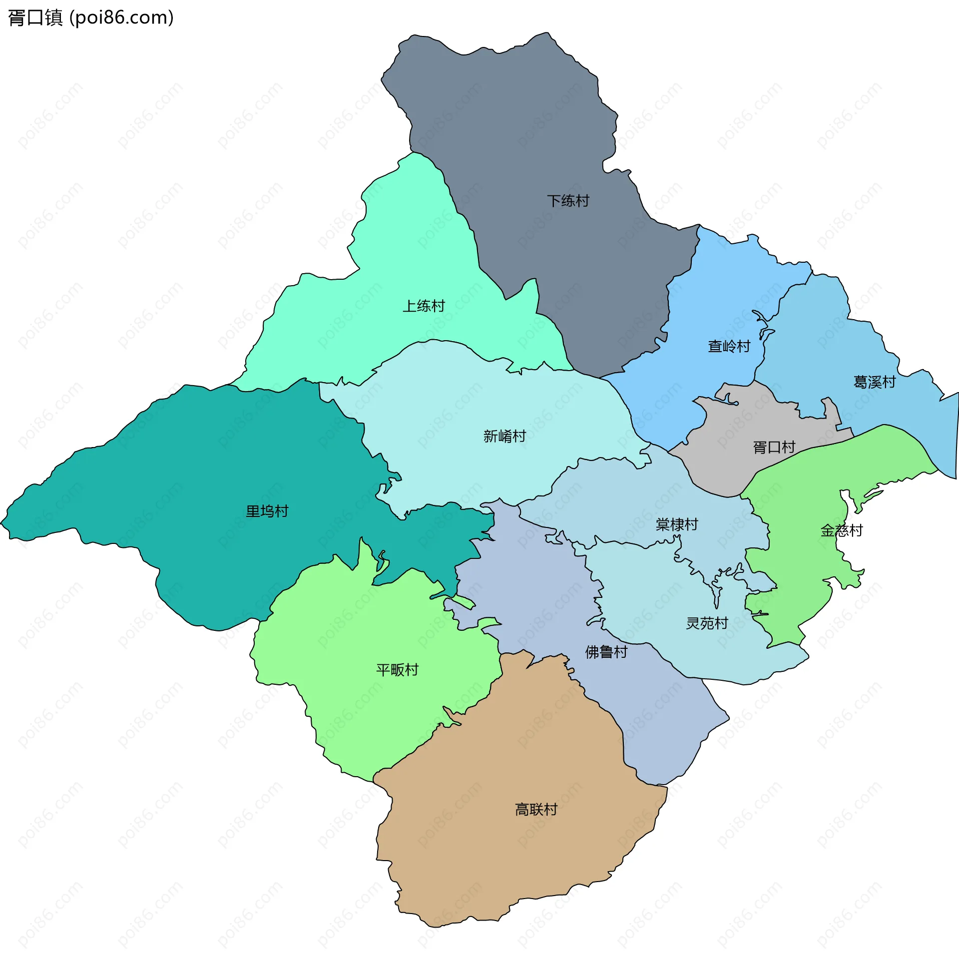 胥口镇边界地图(五级行政区划)