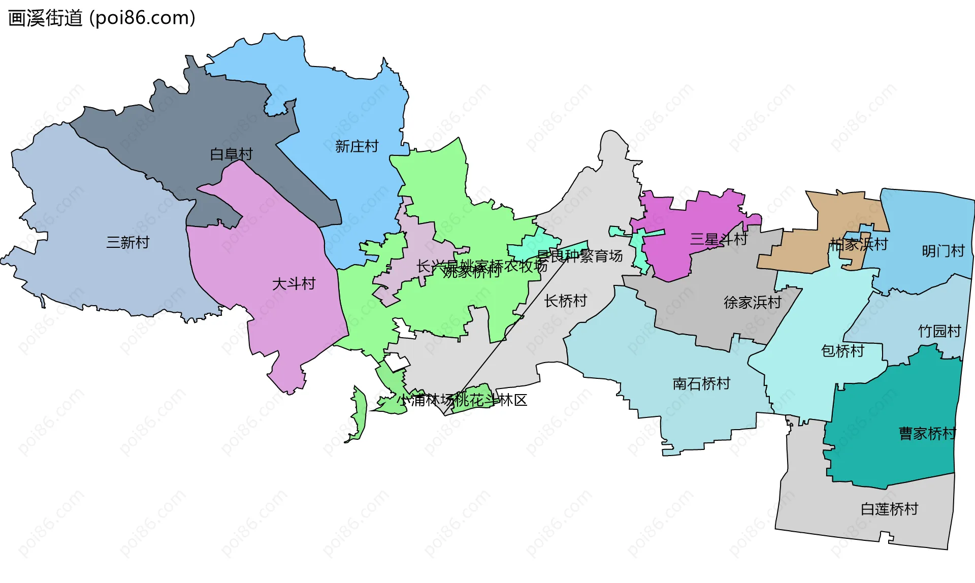 画溪街道边界地图(五级行政区划)