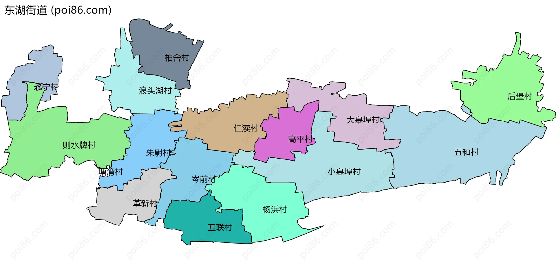 东湖街道边界地图(五级行政区划)