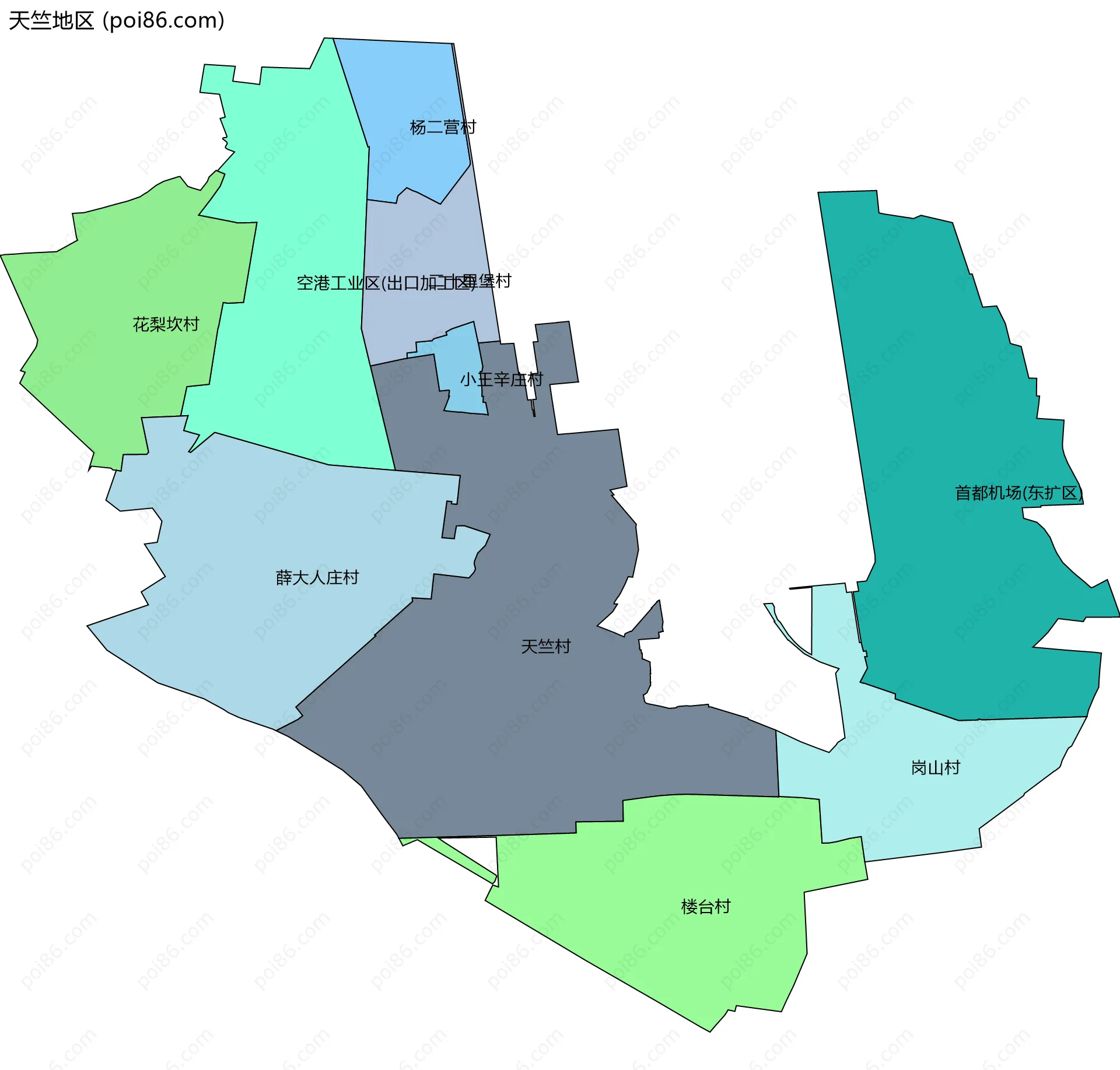 天竺地区边界地图(五级行政区划)