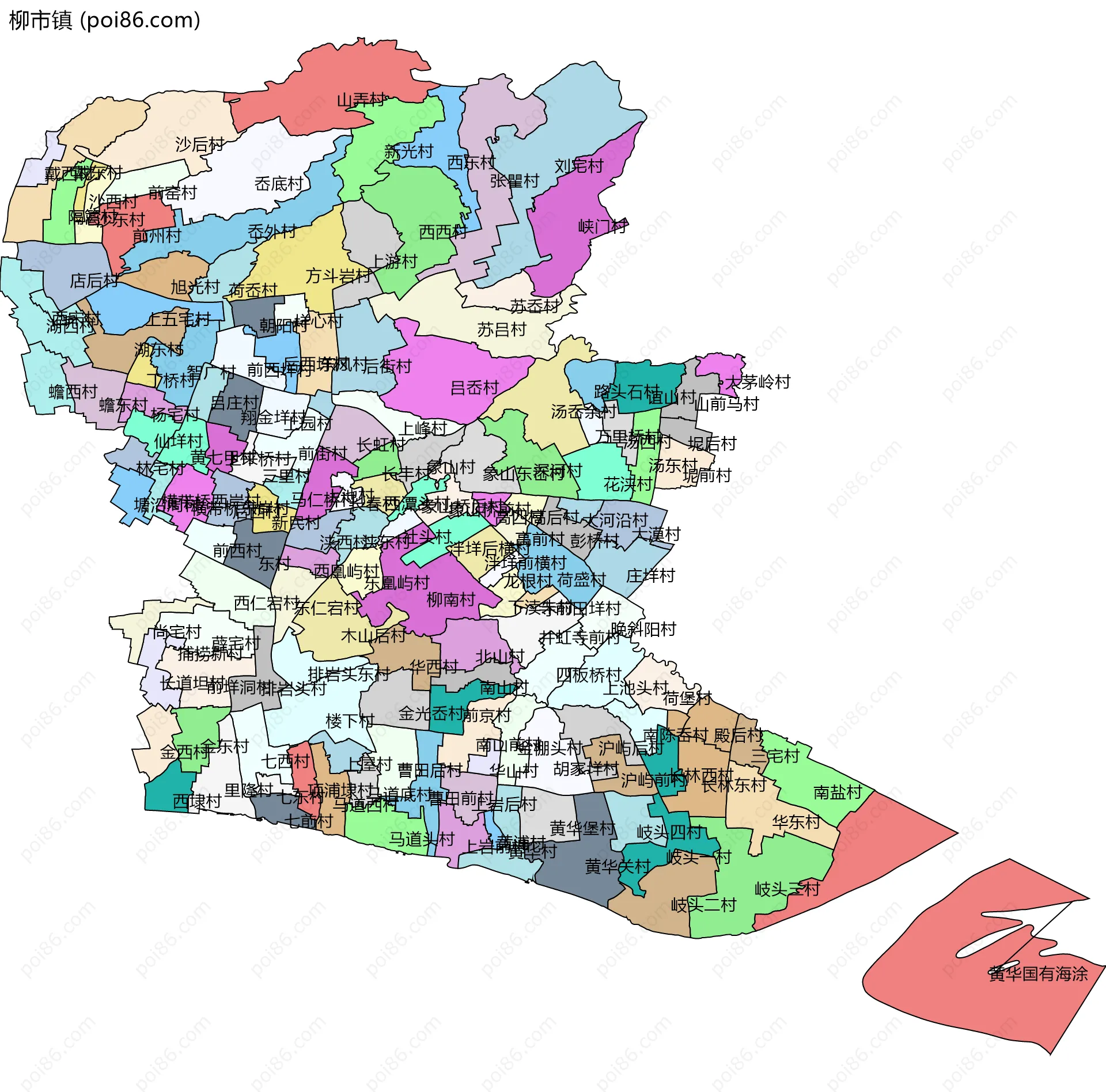 柳市镇边界地图(五级行政区划)