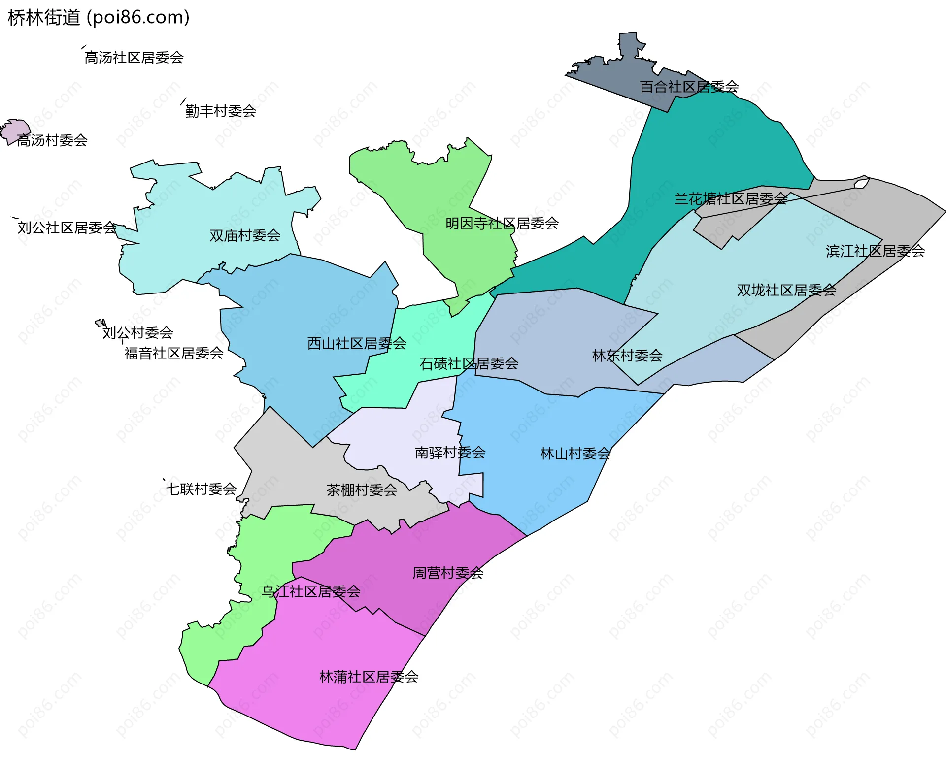 桥林街道边界地图(五级行政区划)