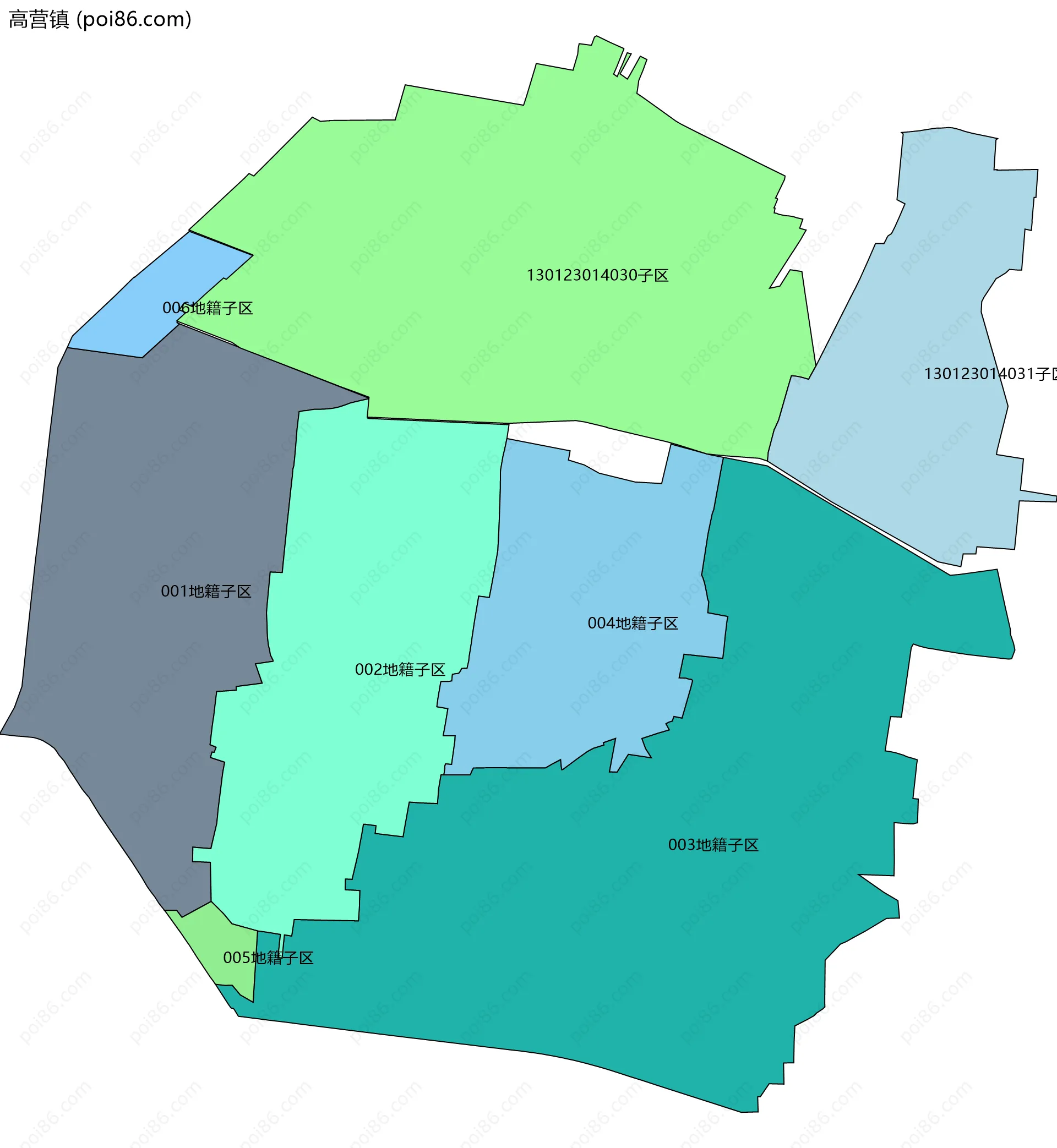 高营镇边界地图(五级行政区划)