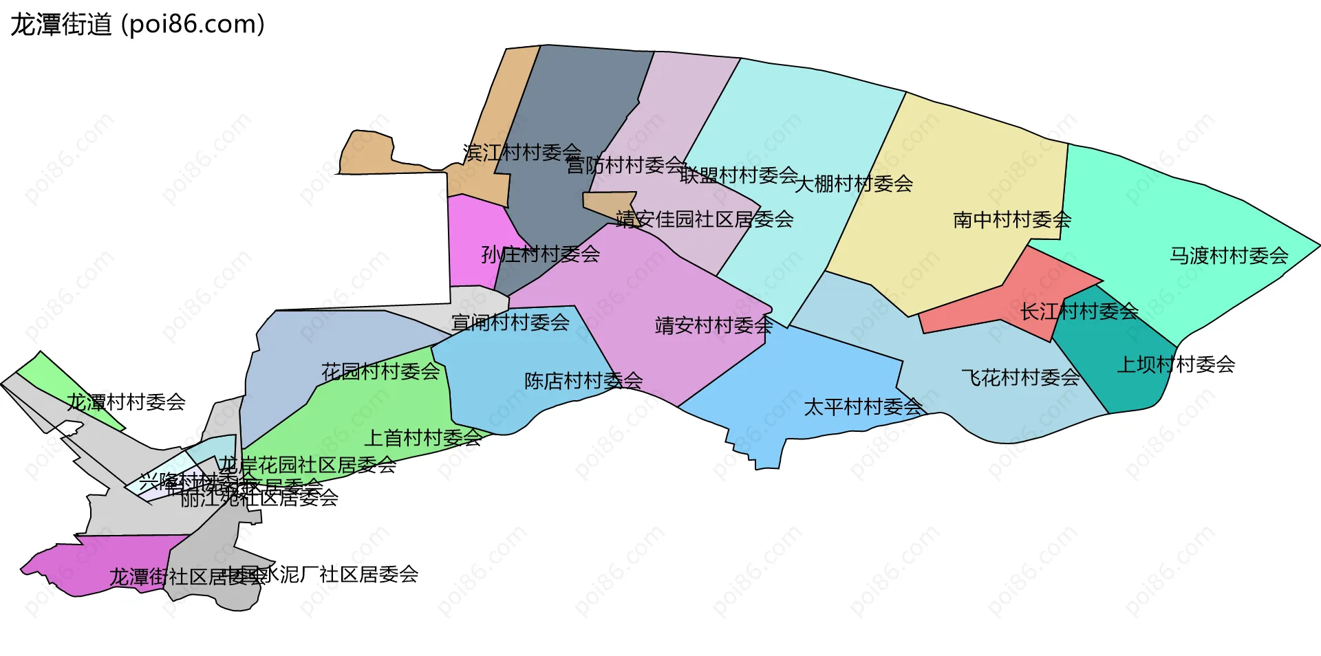 龙潭街道边界地图(五级行政区划)
