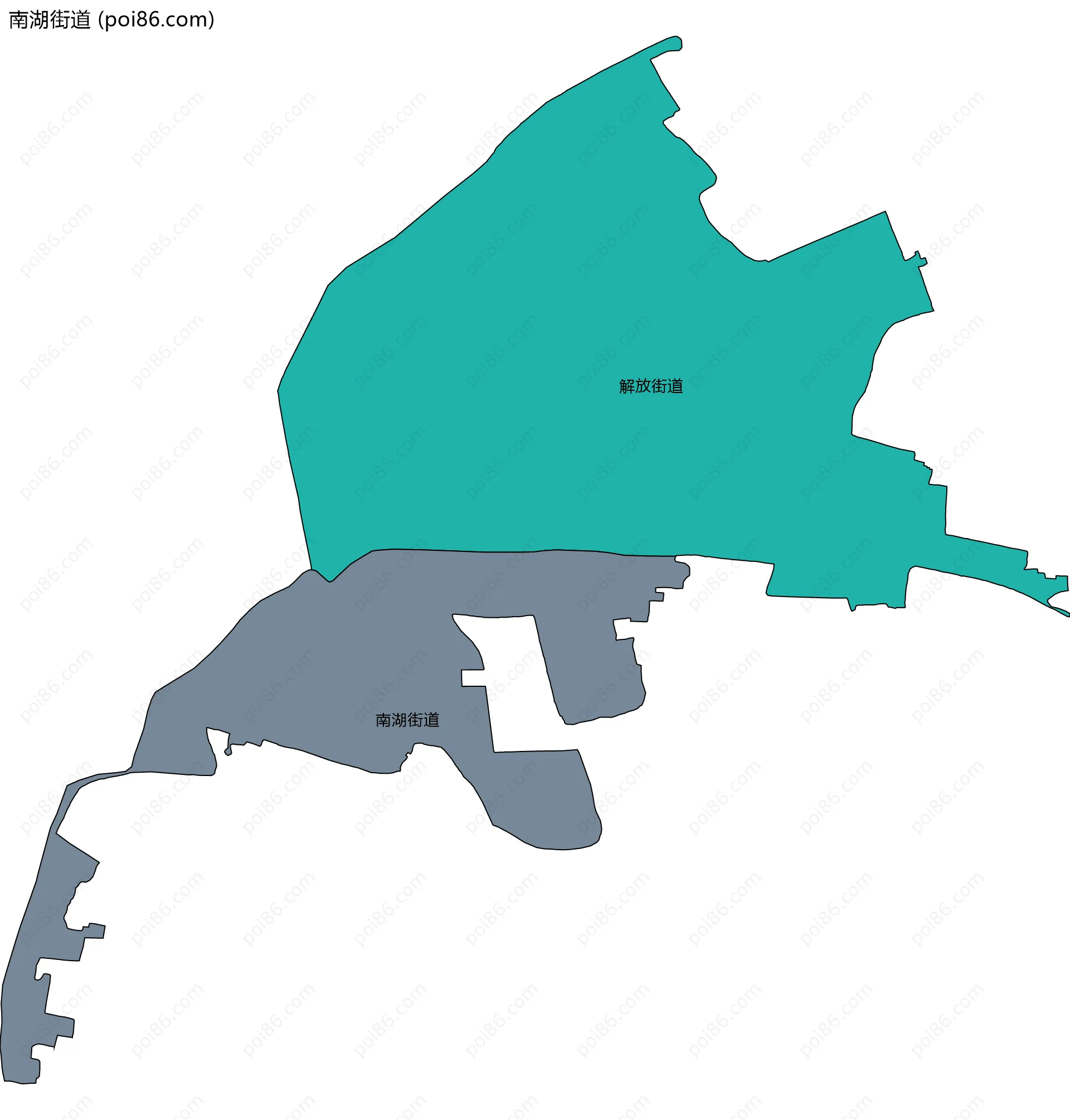 南湖街道边界地图(五级行政区划)