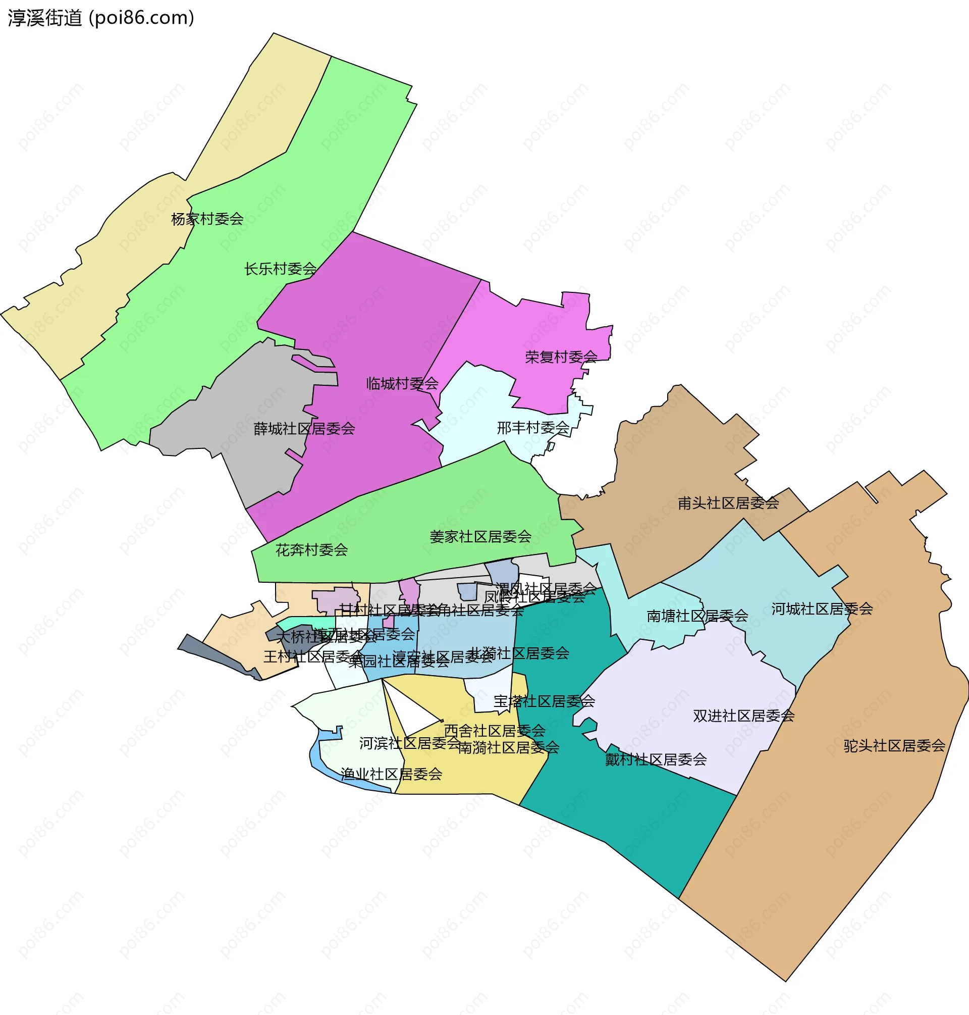 淳溪街道边界地图(五级行政区划)