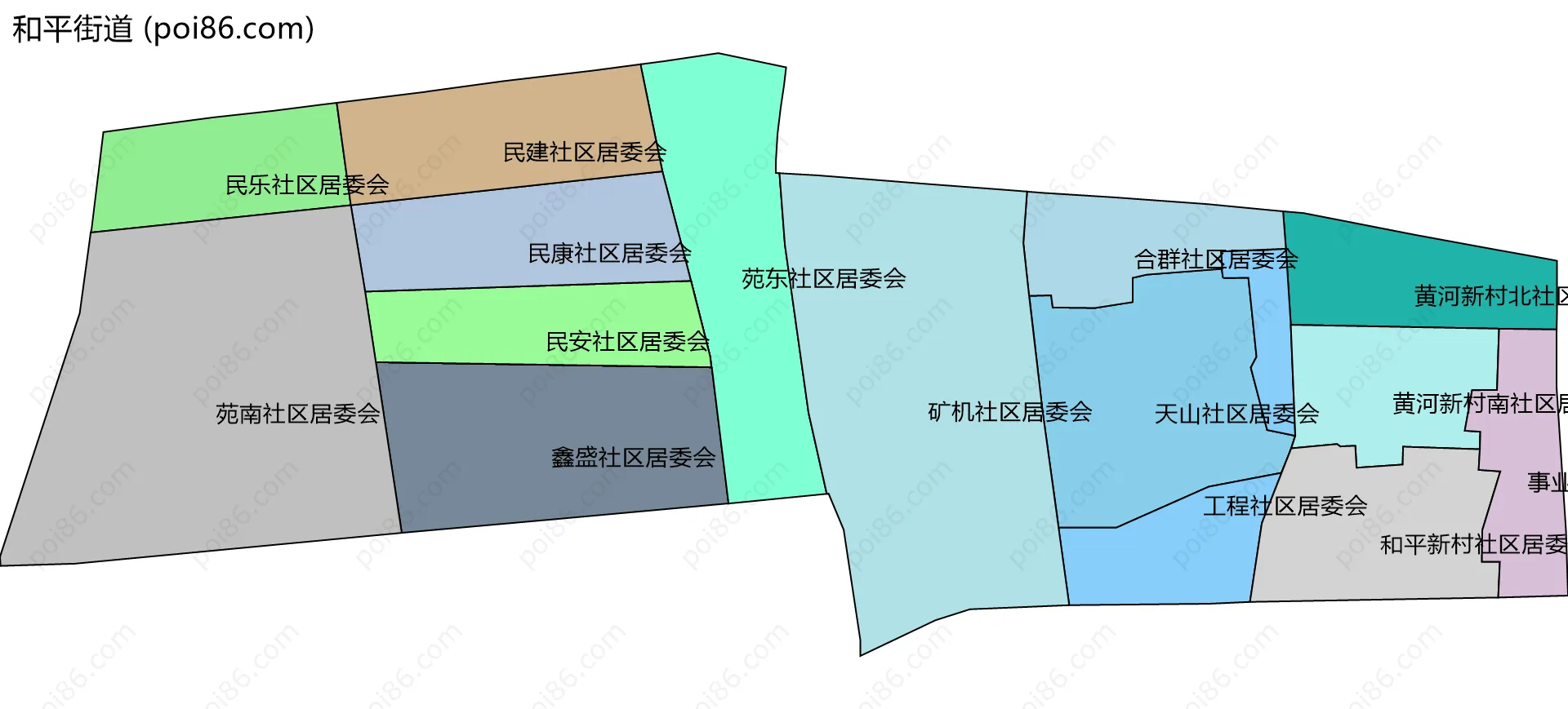 和平街道边界地图(五级行政区划)