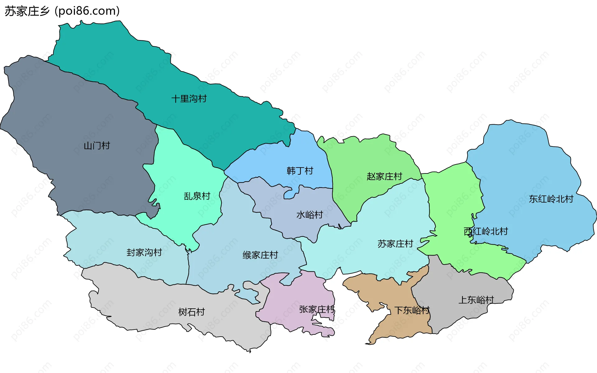 苏家庄乡边界地图(五级行政区划)