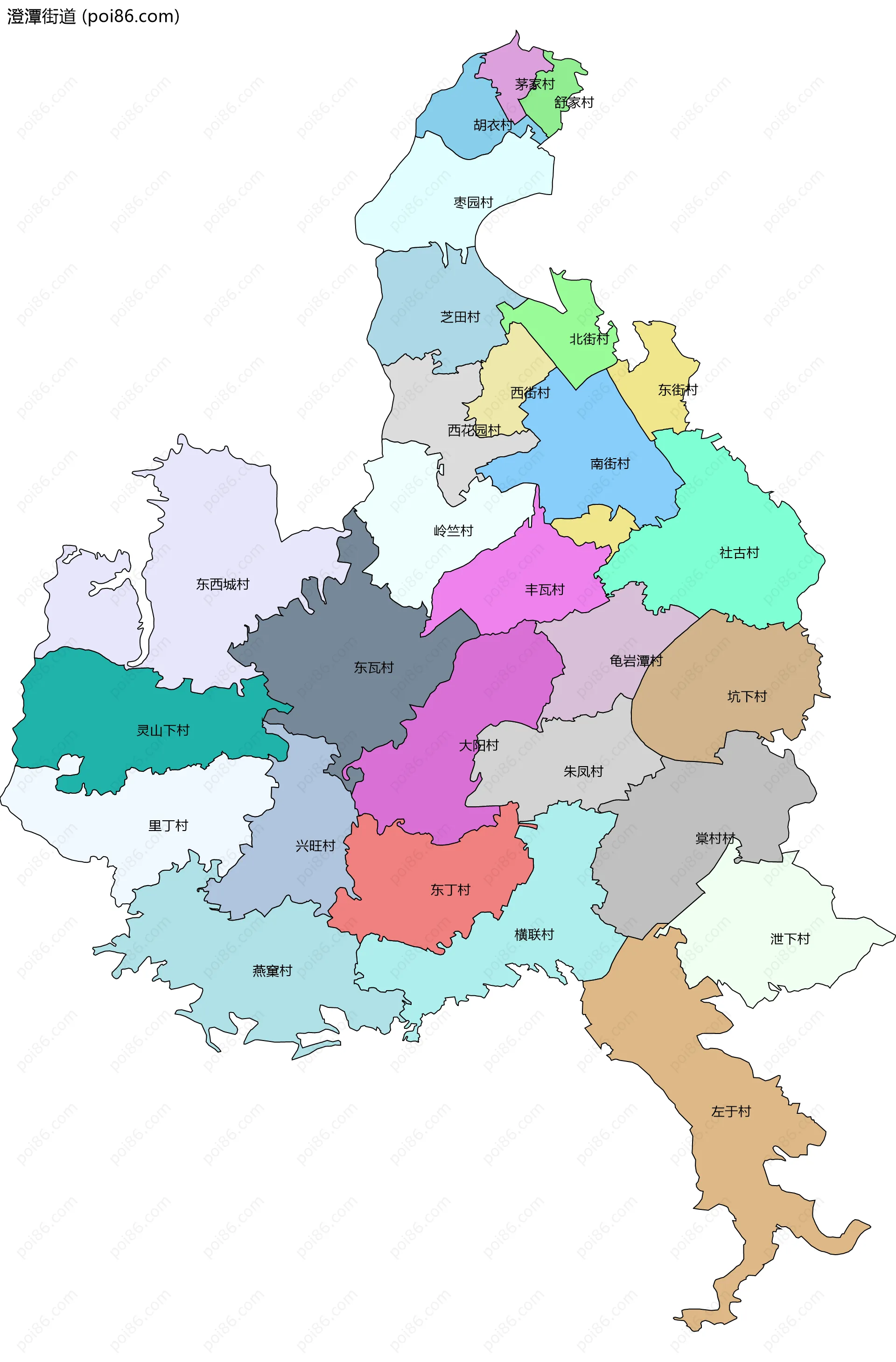 澄潭街道边界地图(五级行政区划)