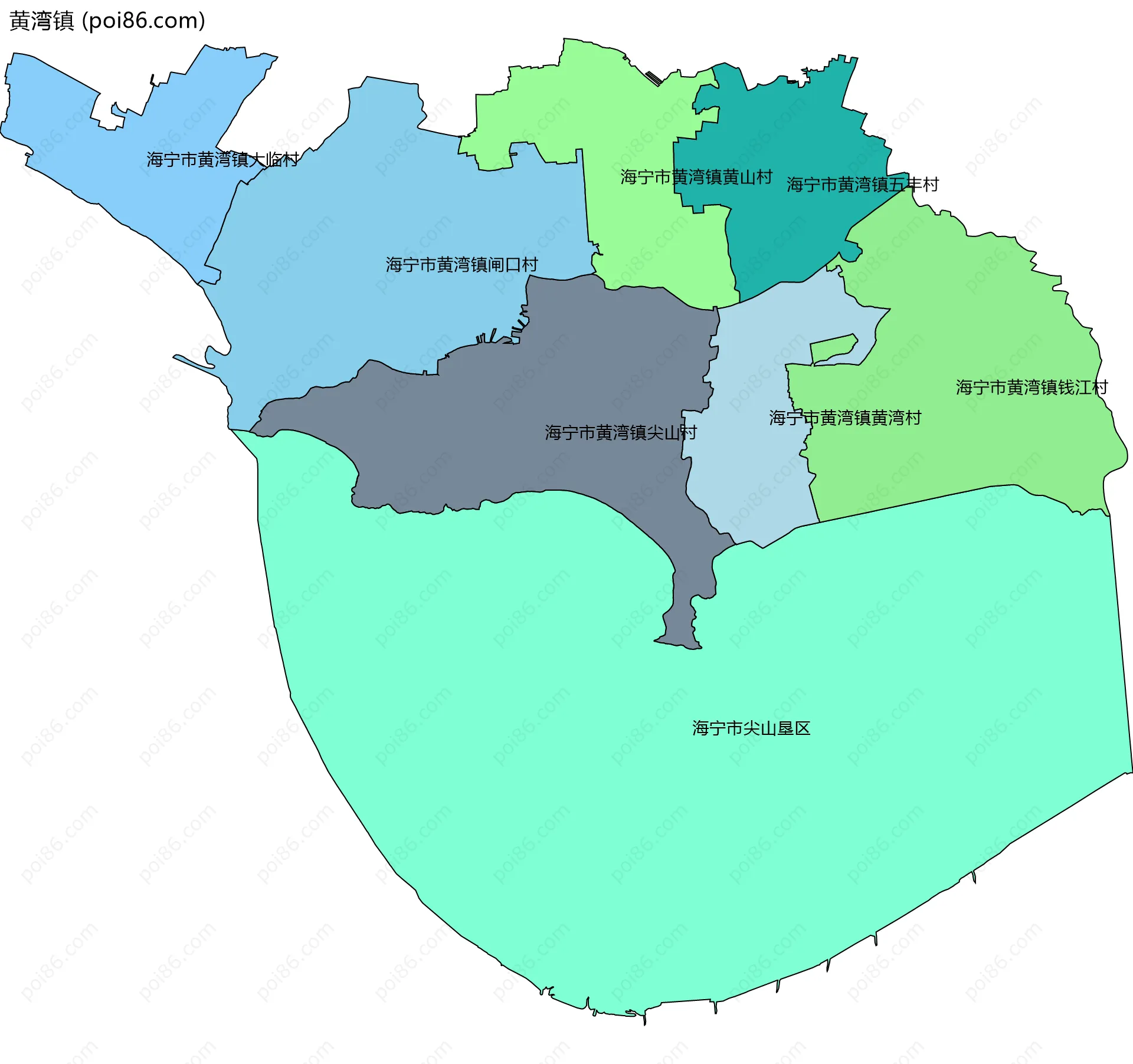 黄湾镇边界地图(五级行政区划)