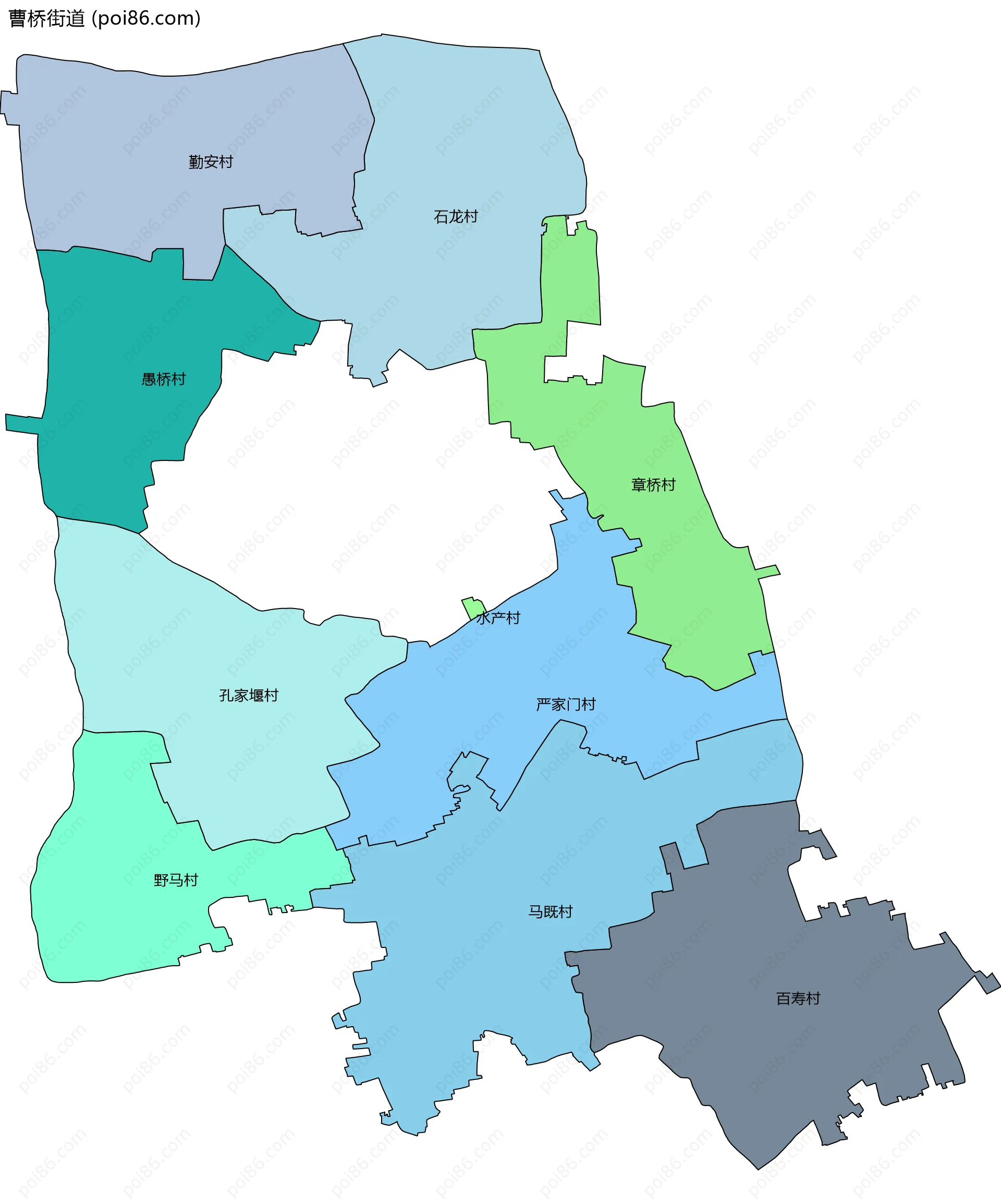 曹桥街道边界地图(五级行政区划)