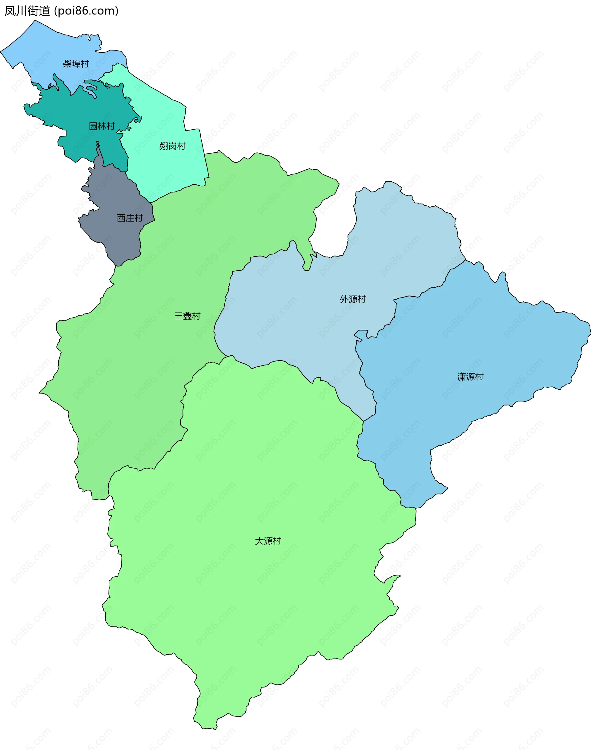 凤川街道边界地图(五级行政区划)