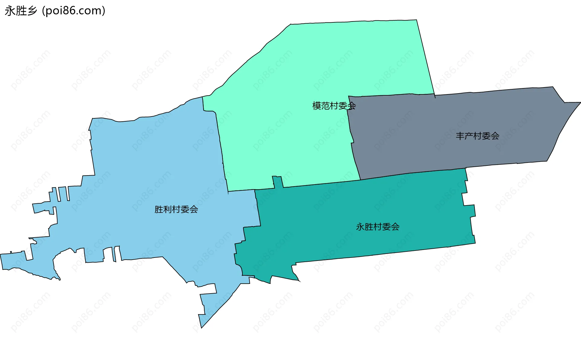 永胜乡边界地图(五级行政区划)