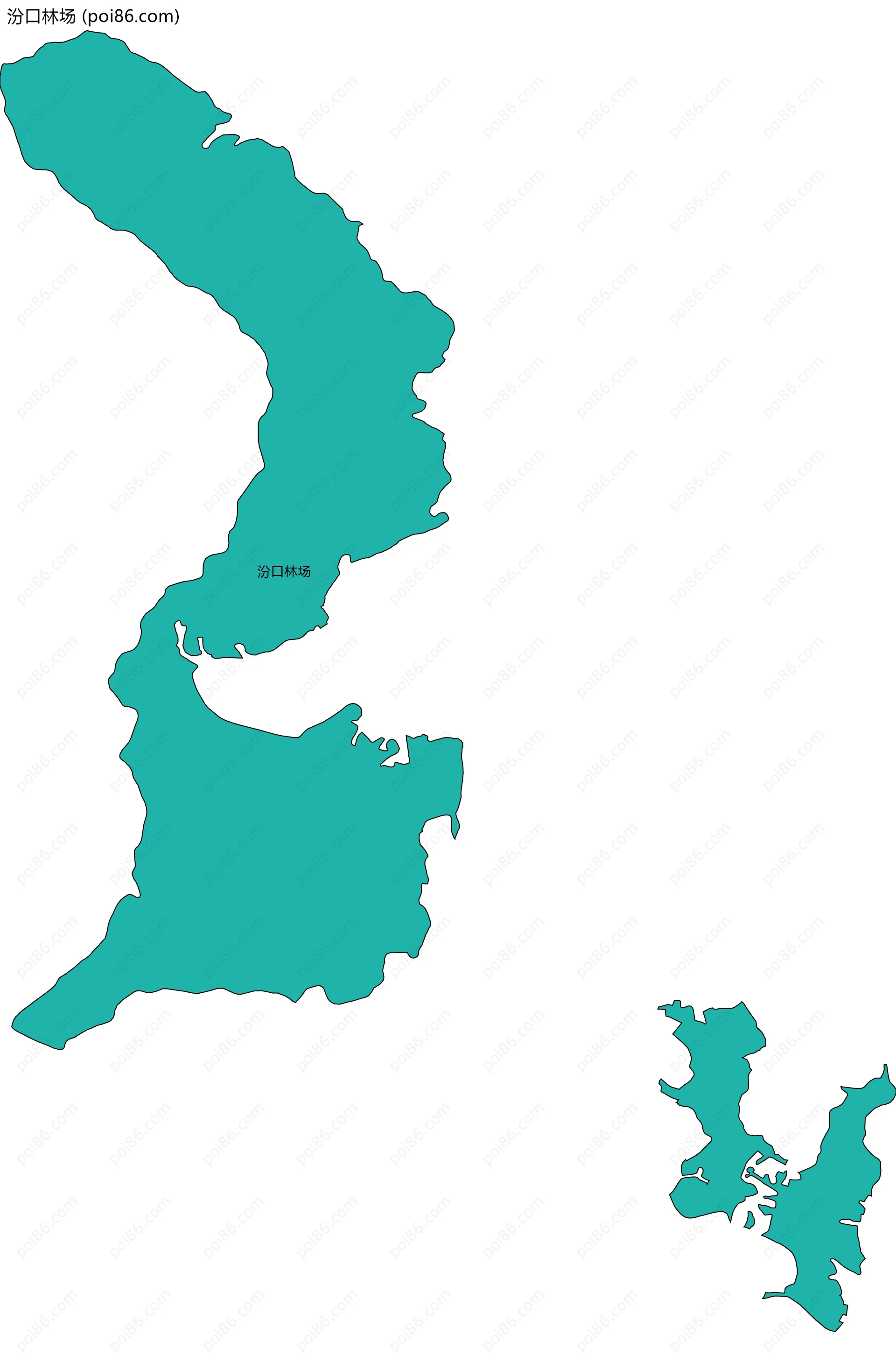 汾口林场边界地图(五级行政区划)