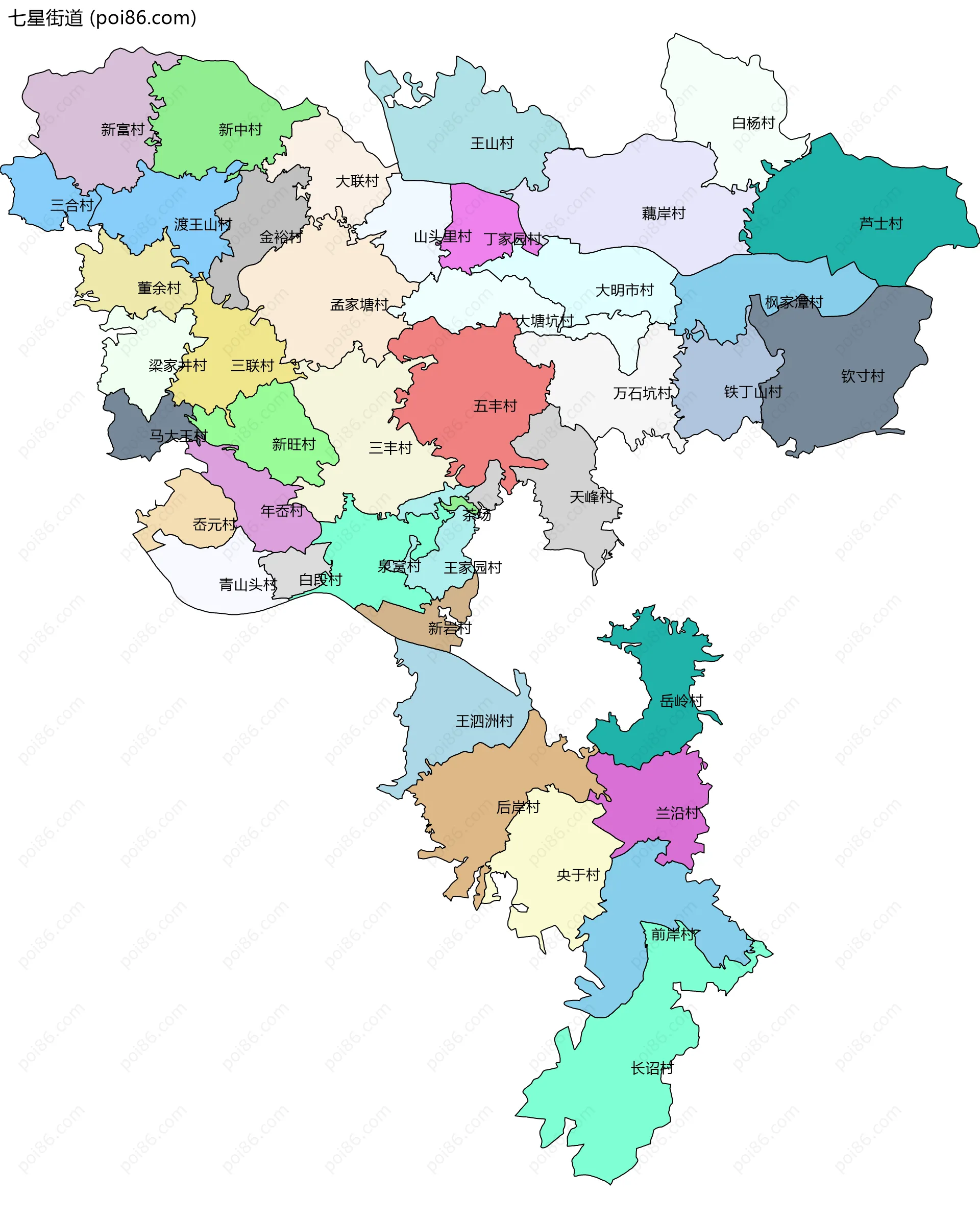 七星街道边界地图(五级行政区划)