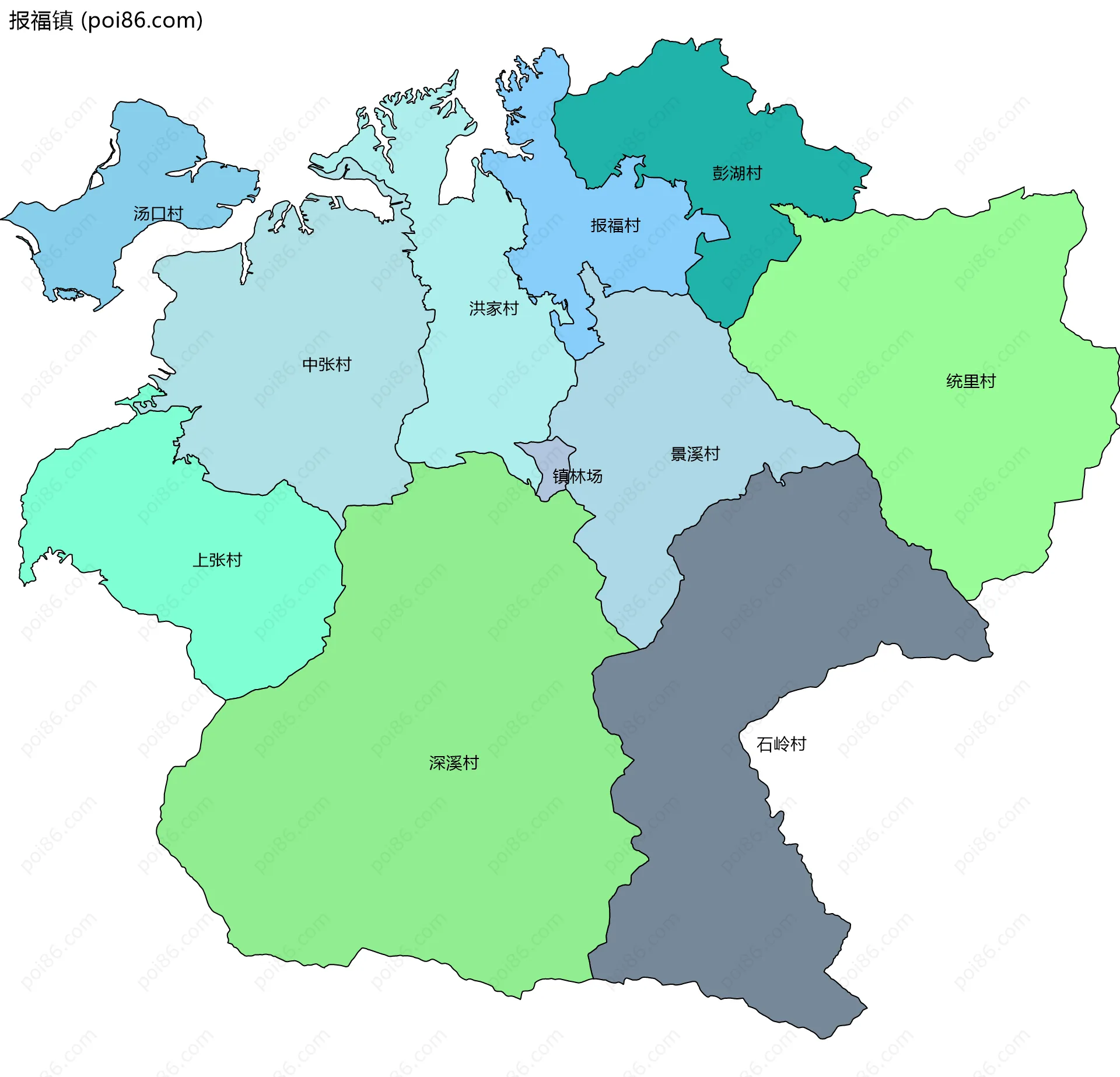 报福镇边界地图(五级行政区划)