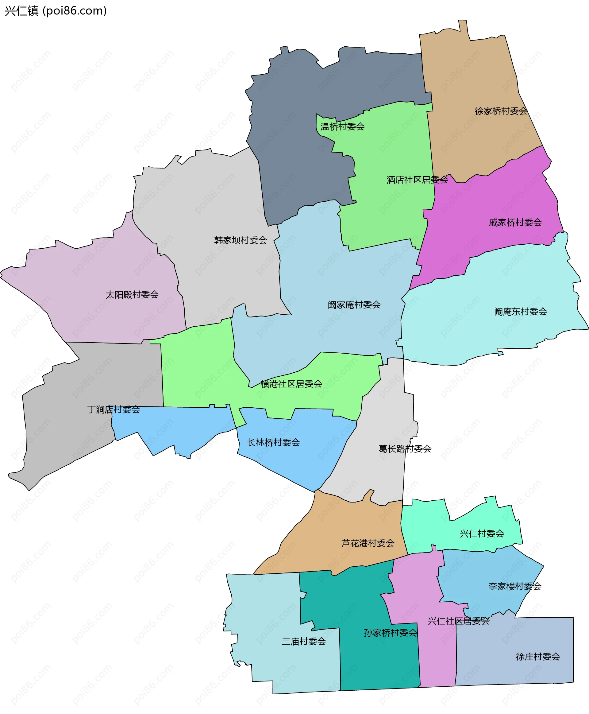 兴仁镇边界地图(五级行政区划)