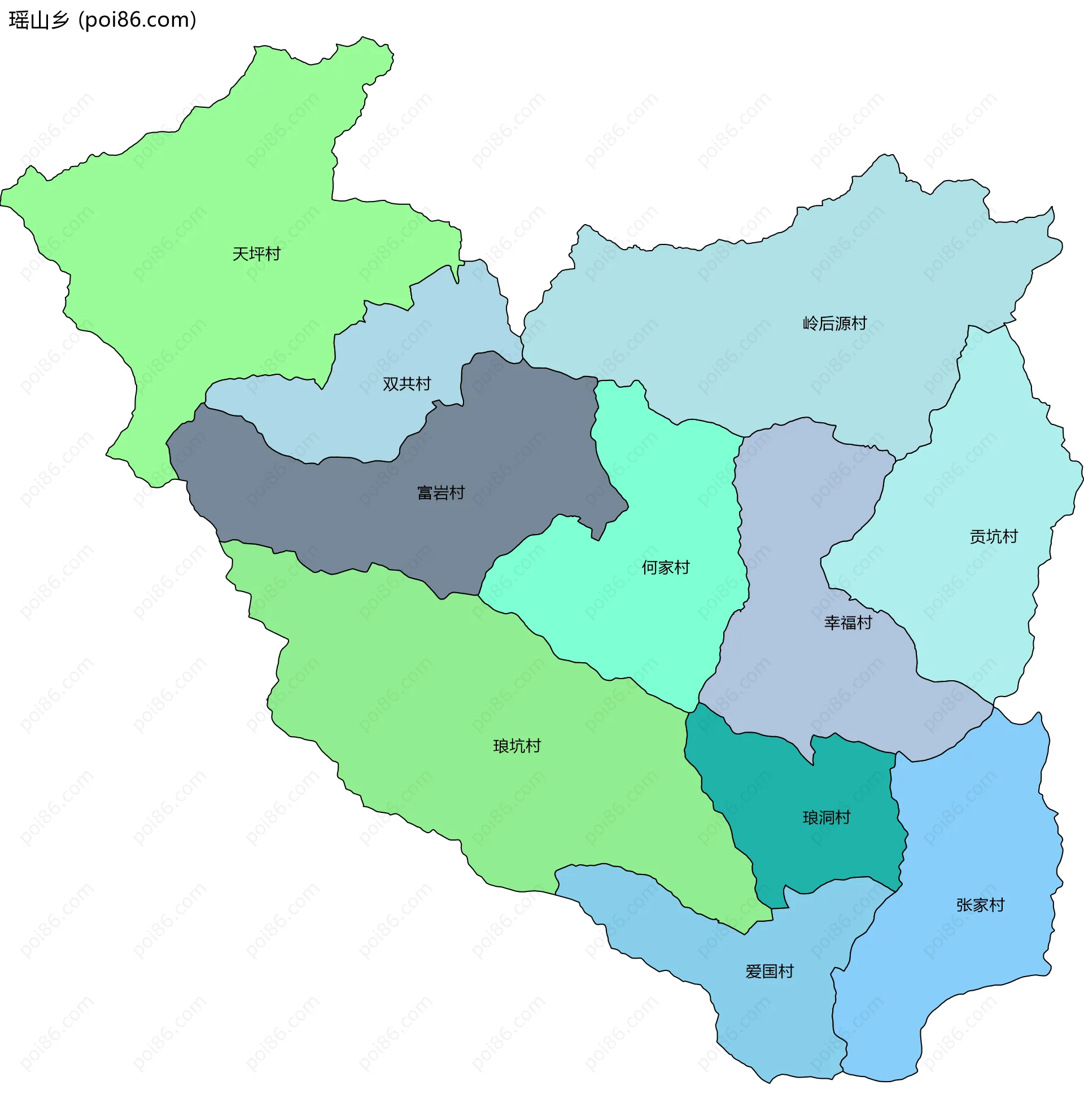 瑶山乡边界地图(五级行政区划)