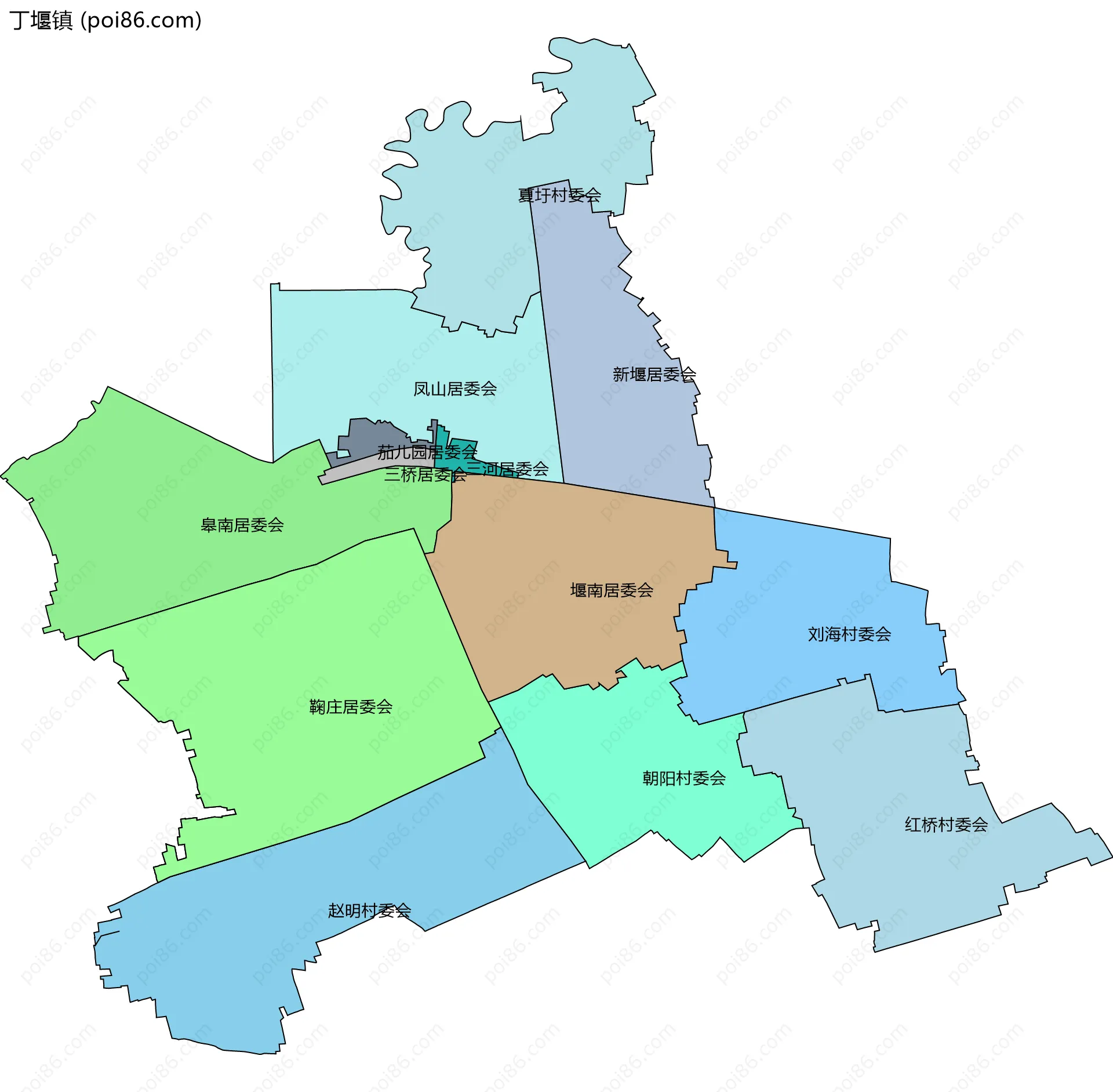 丁堰镇边界地图(五级行政区划)