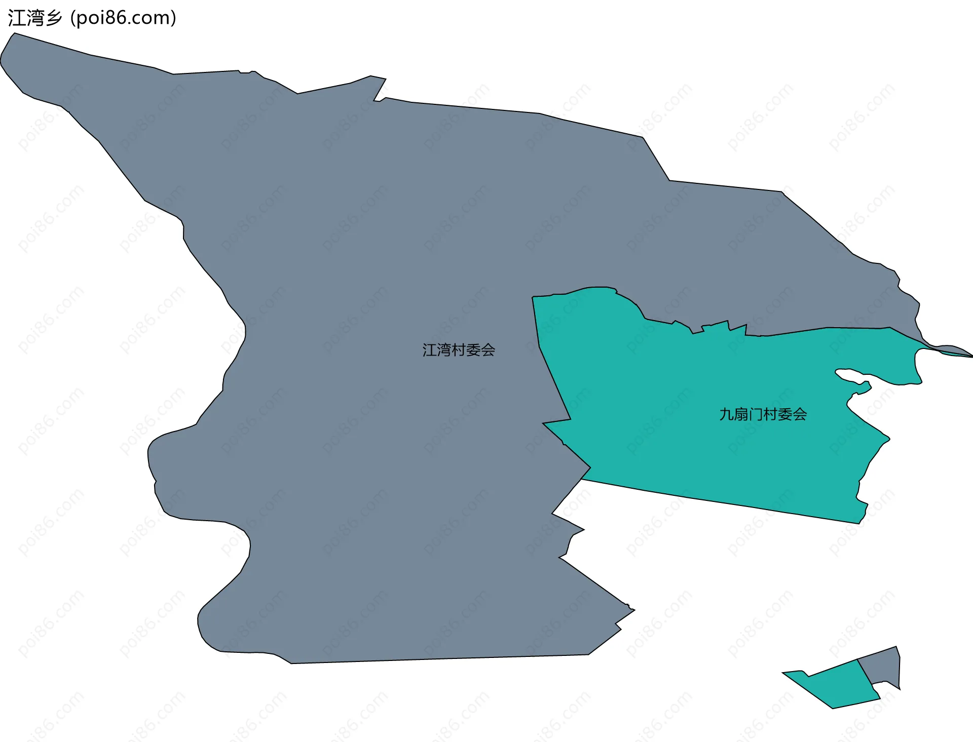 江湾乡边界地图(五级行政区划)