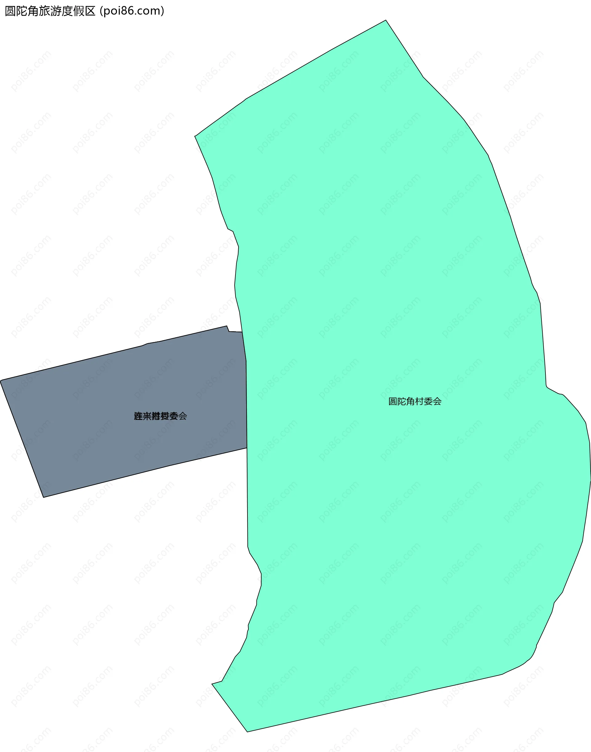 圆陀角旅游度假区边界地图(五级行政区划)