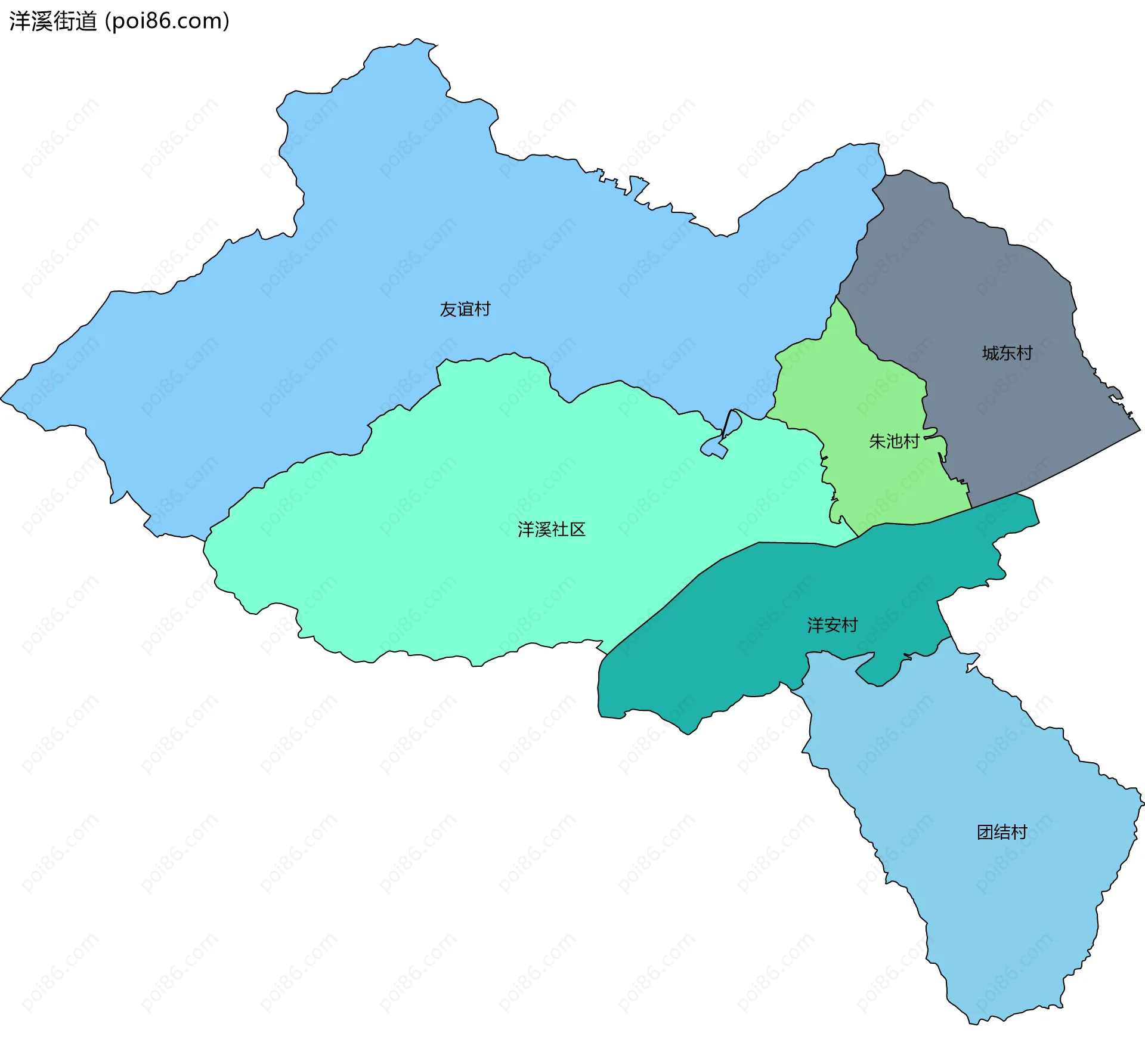 洋溪街道边界地图(五级行政区划)