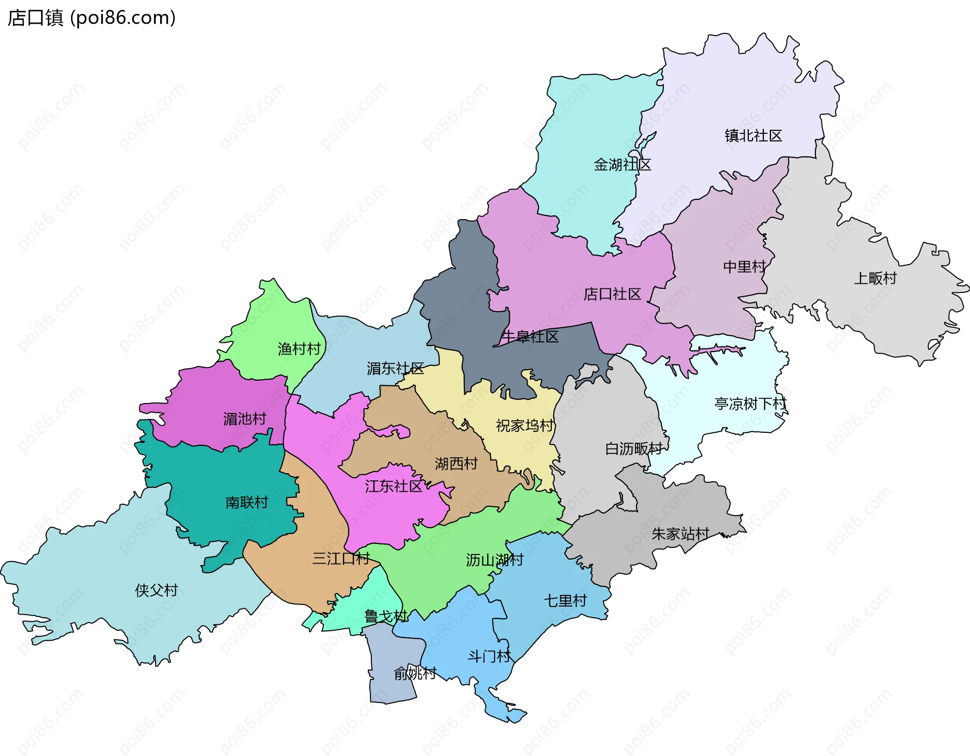 店口镇边界地图(五级行政区划)