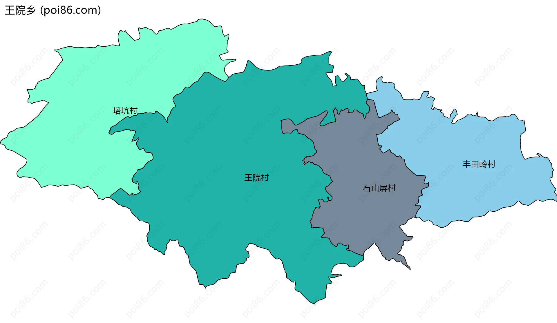 王院乡边界地图(五级行政区划)