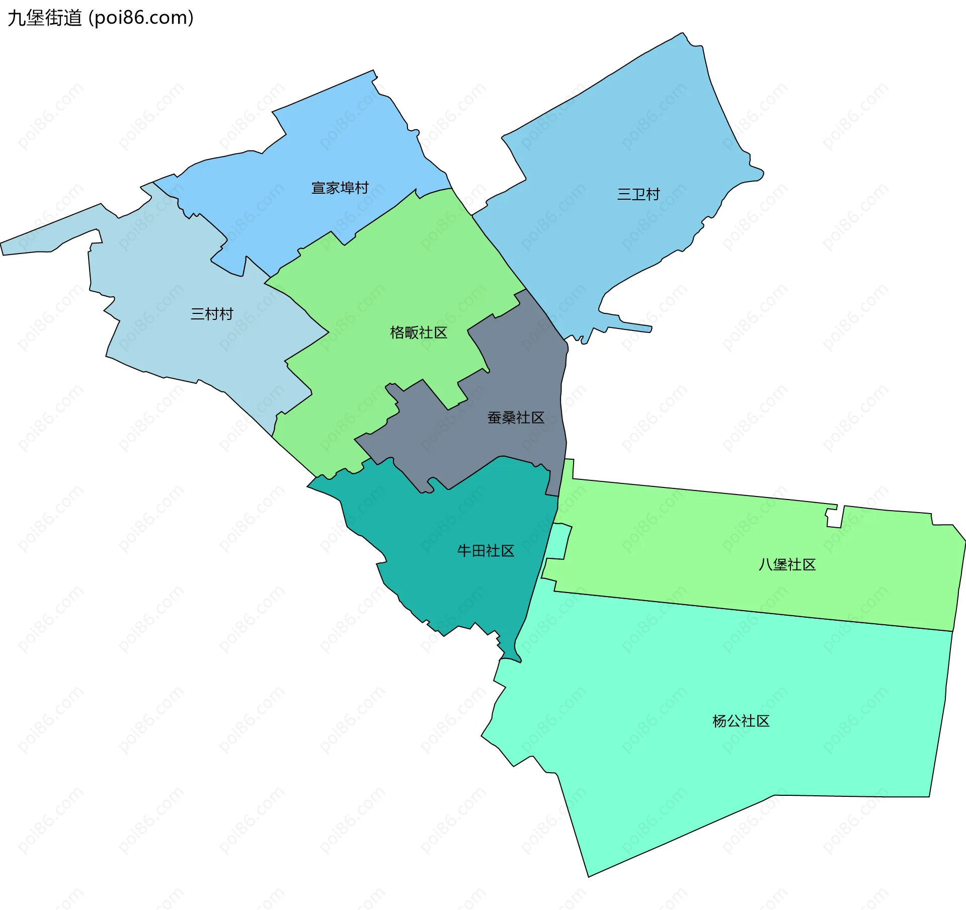 九堡街道边界地图(五级行政区划)