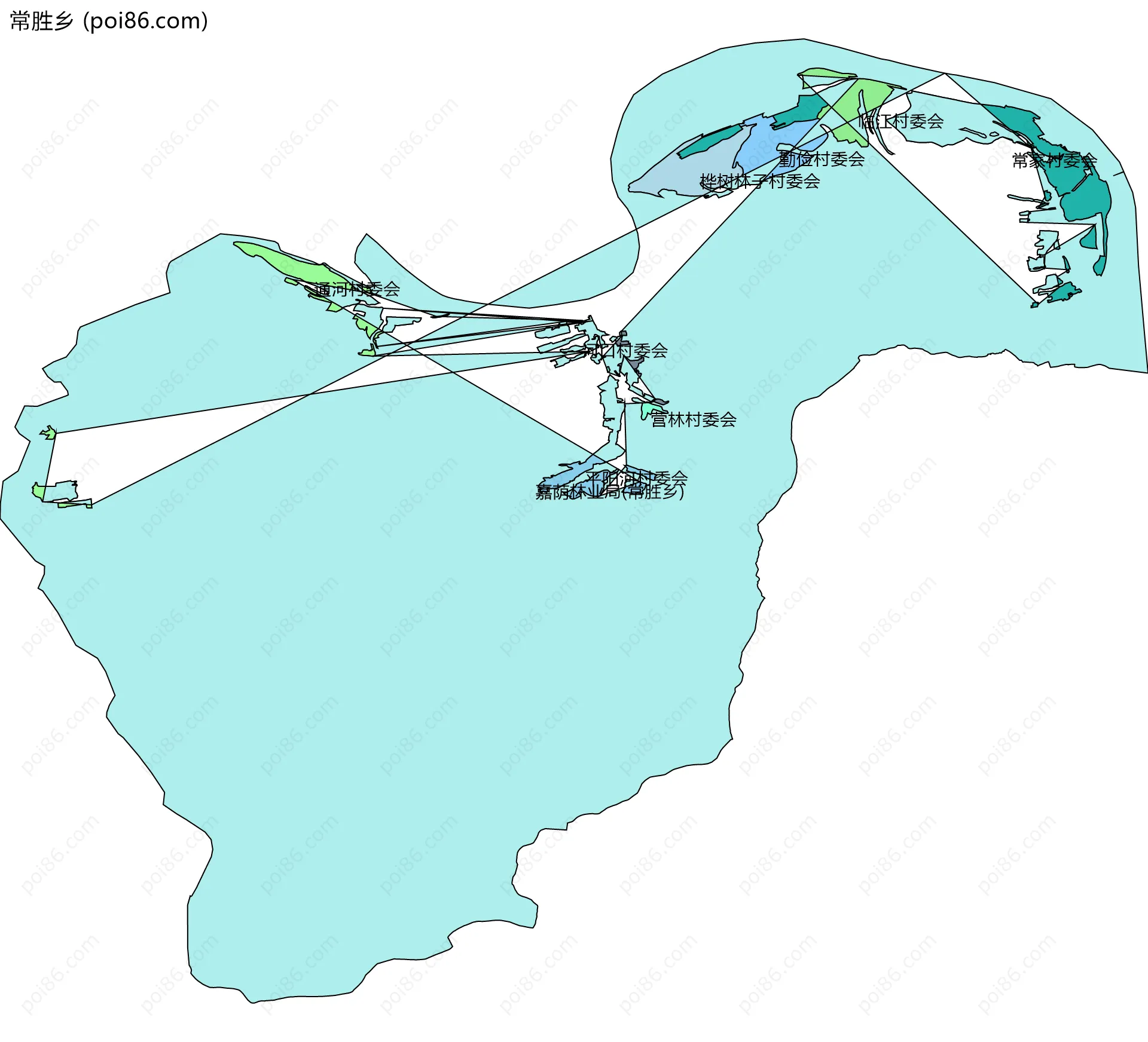 常胜乡边界地图(五级行政区划)