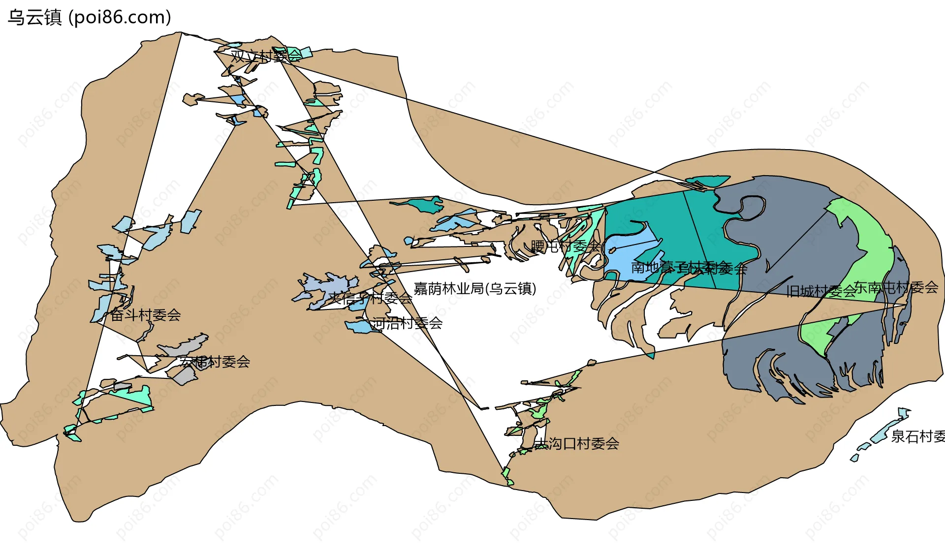 乌云镇边界地图(五级行政区划)